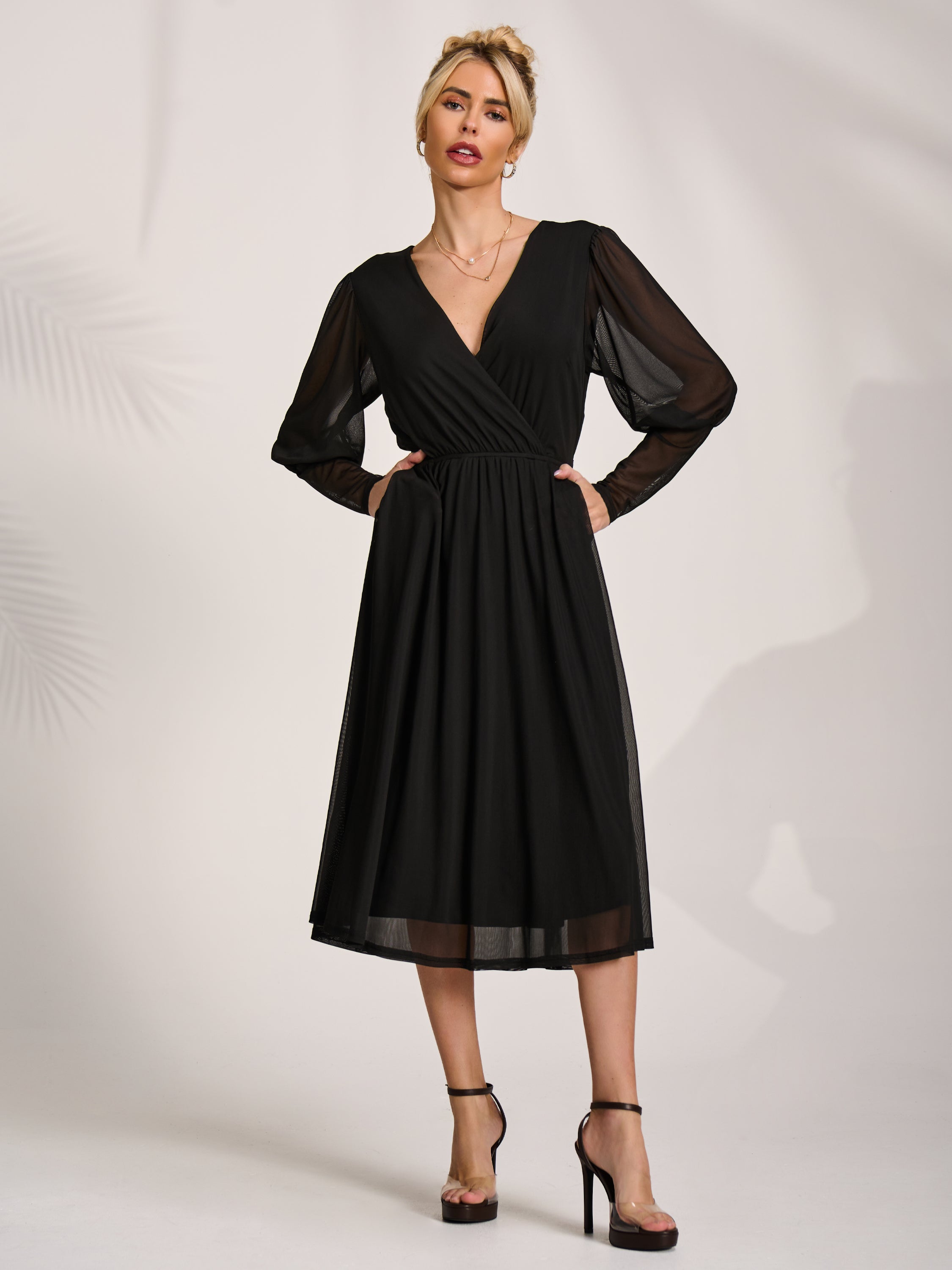 Anja | Women's Abstract Mesh Short-Sleeve Midaxi Dress
