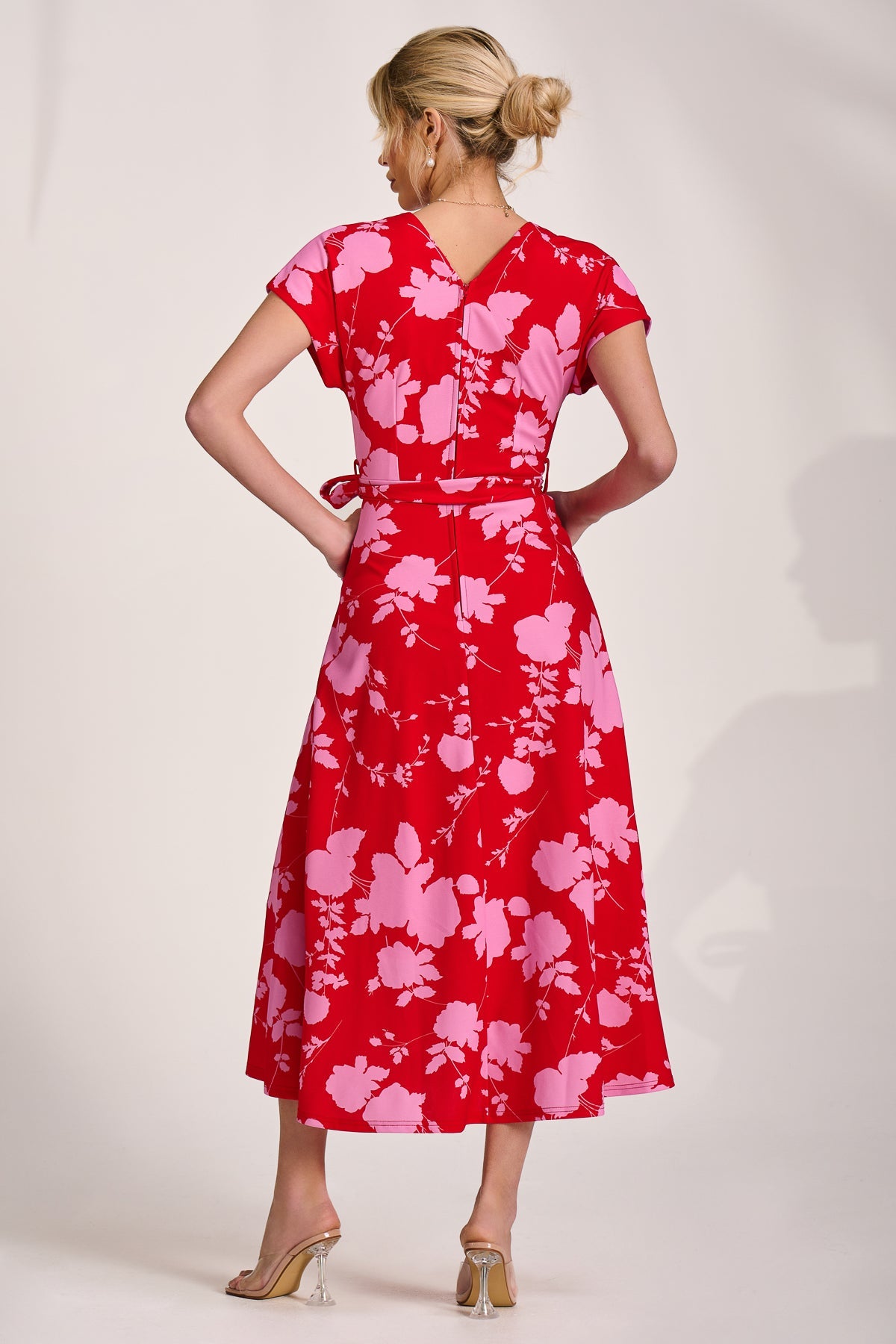 Kimono Sleeve Print Scuba Midaxi Dress Back View