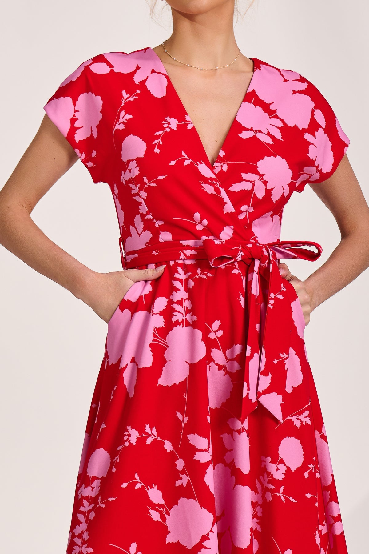 Kimono Sleeve Print Scuba Midaxi Dress Full Length View