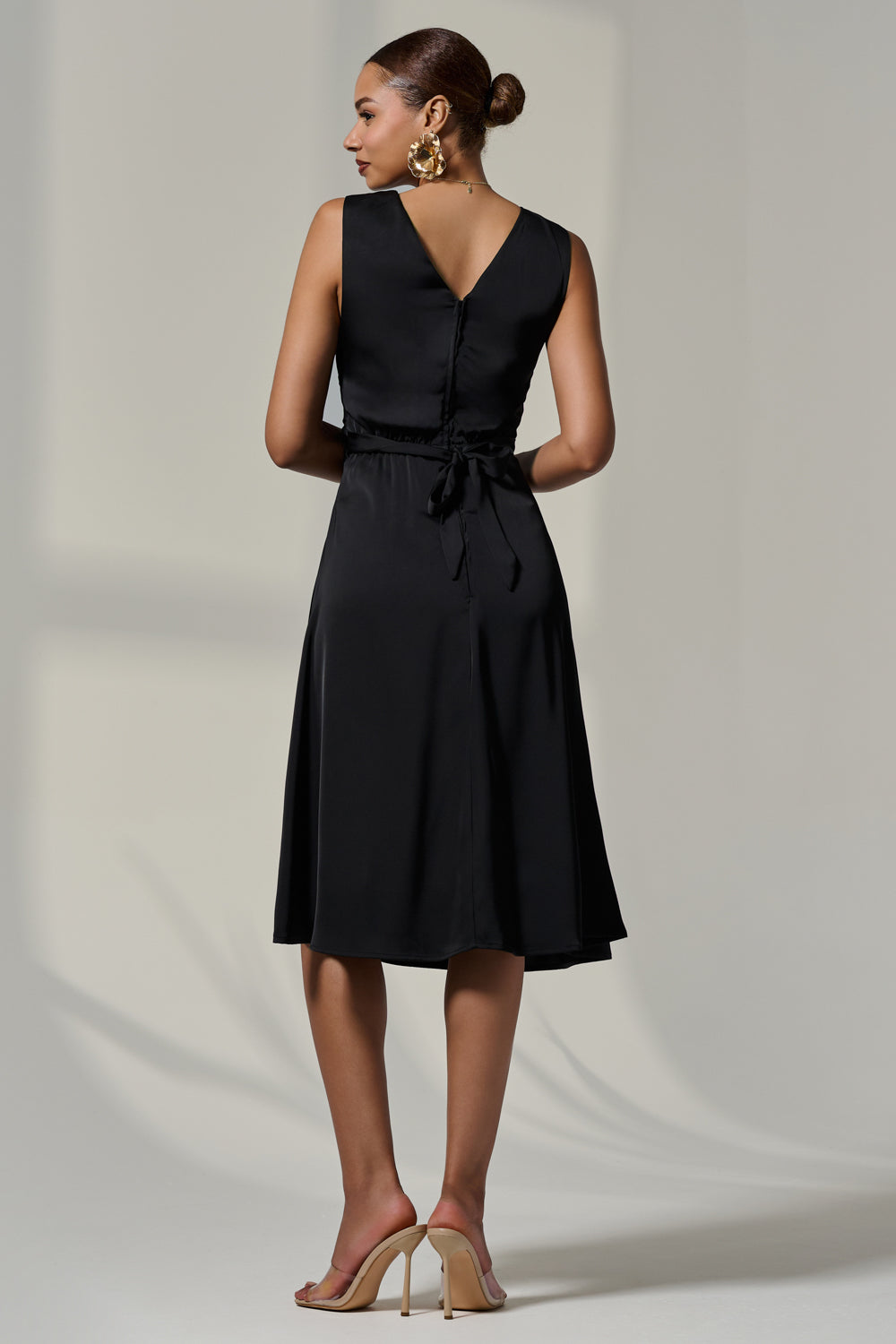 Sleeveless Waist Detail Midi Dress Back View