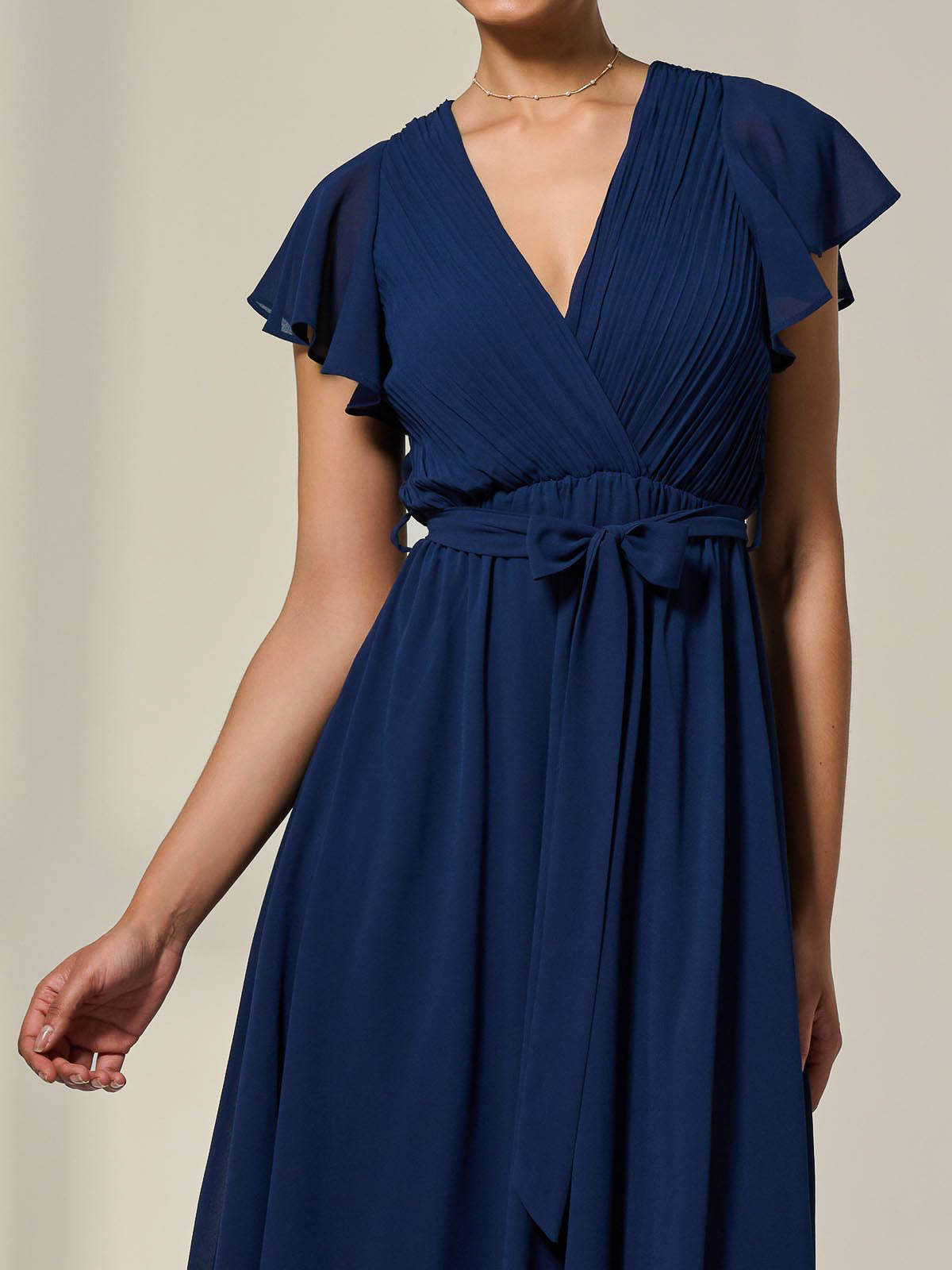 Chiffon Flutter Sleeve Maxi Dress Detail View