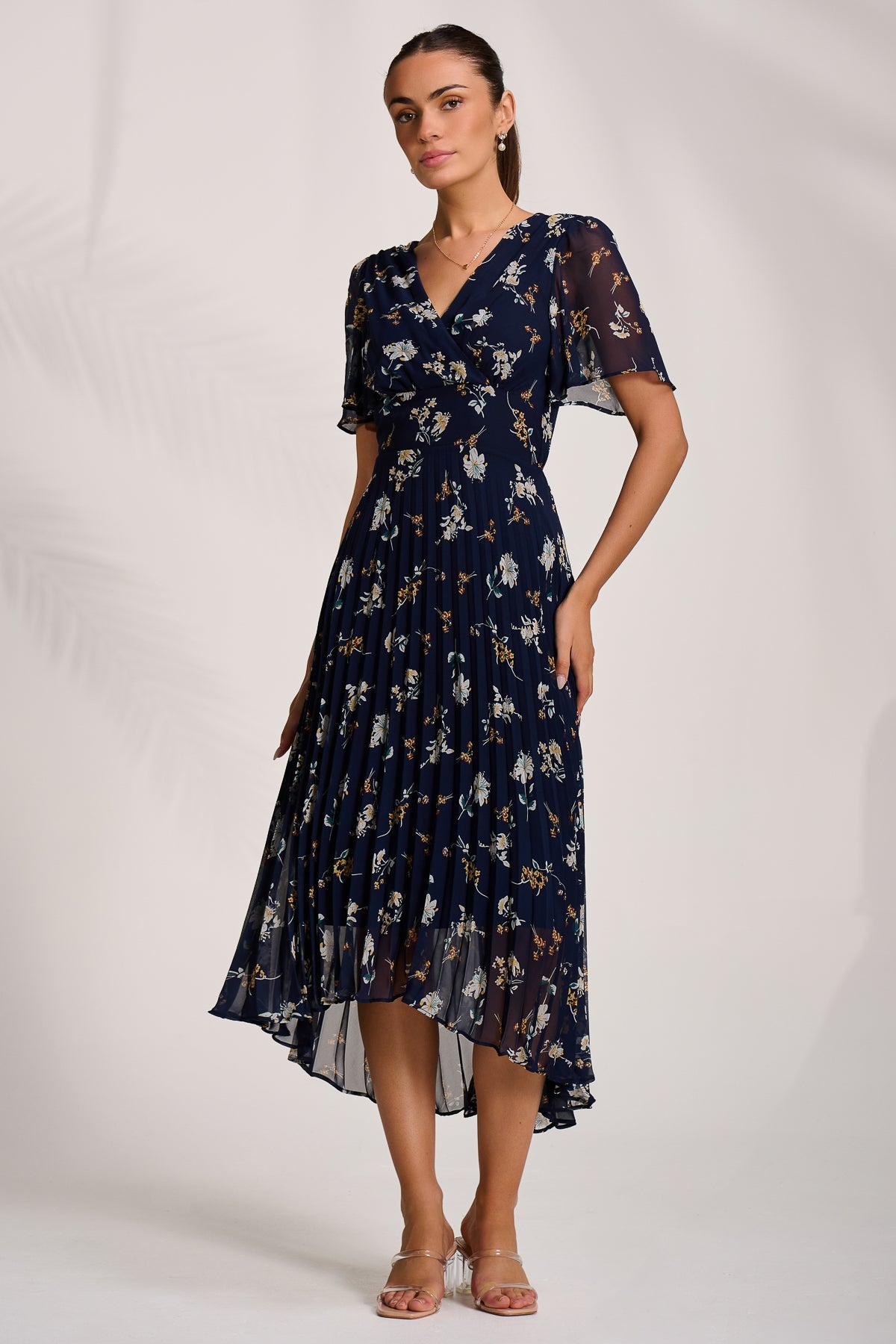 Pleated Chiffon Maxi Dress Styled View