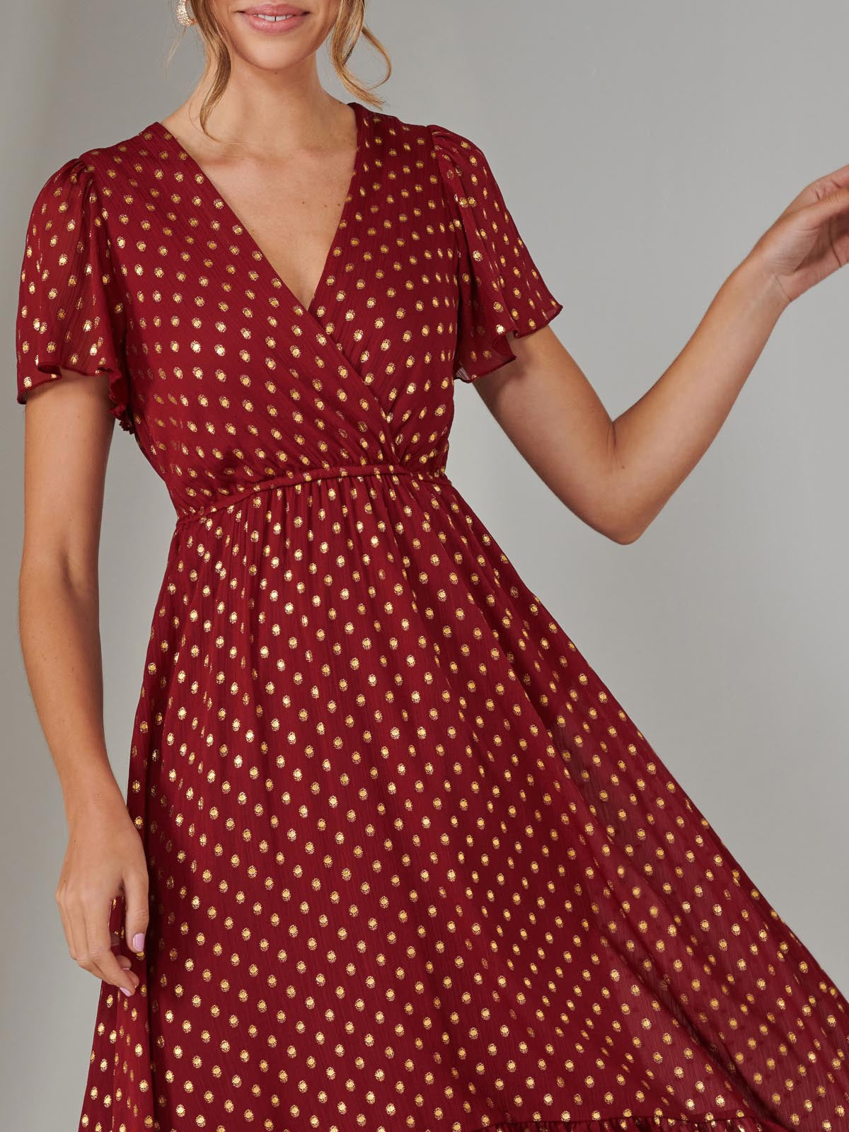 Chiffon Short Sleeve Midaxi Dress Side View