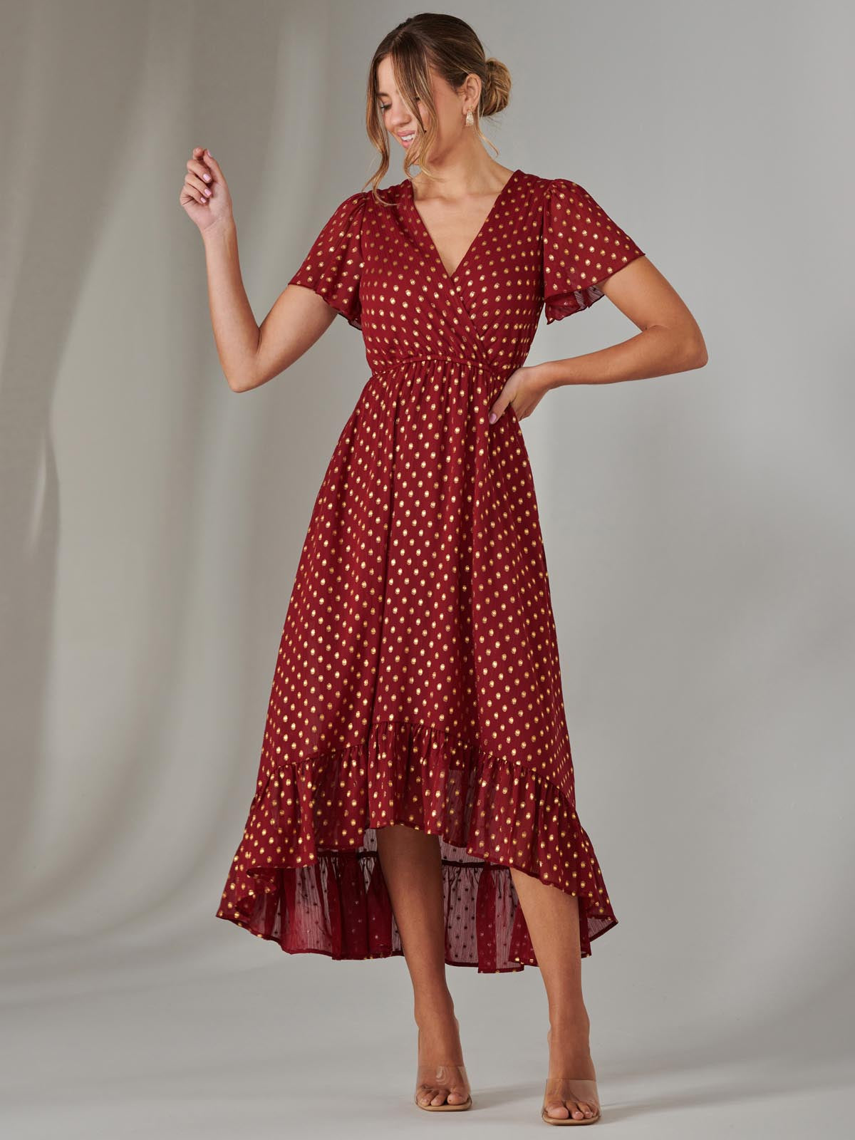 Chiffon Short Sleeve Midaxi Dress Styled View