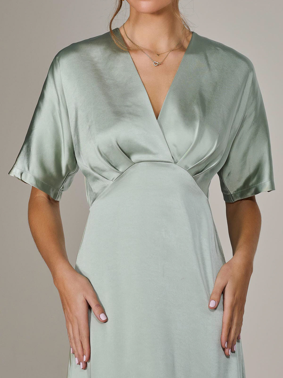 Satin A-Line Midaxi Dress Side View