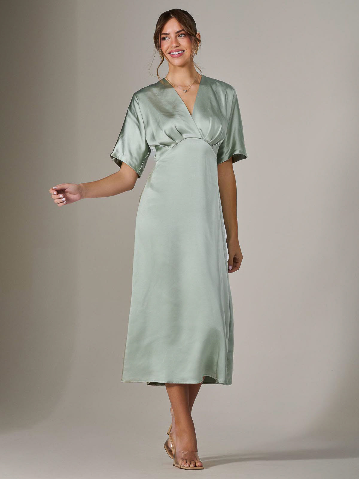 Satin A-Line Midaxi Dress Styled View