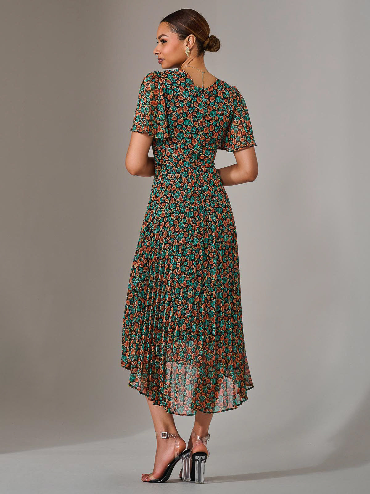 Charlotte Pleated Chiffon Midaxi Dress Back View