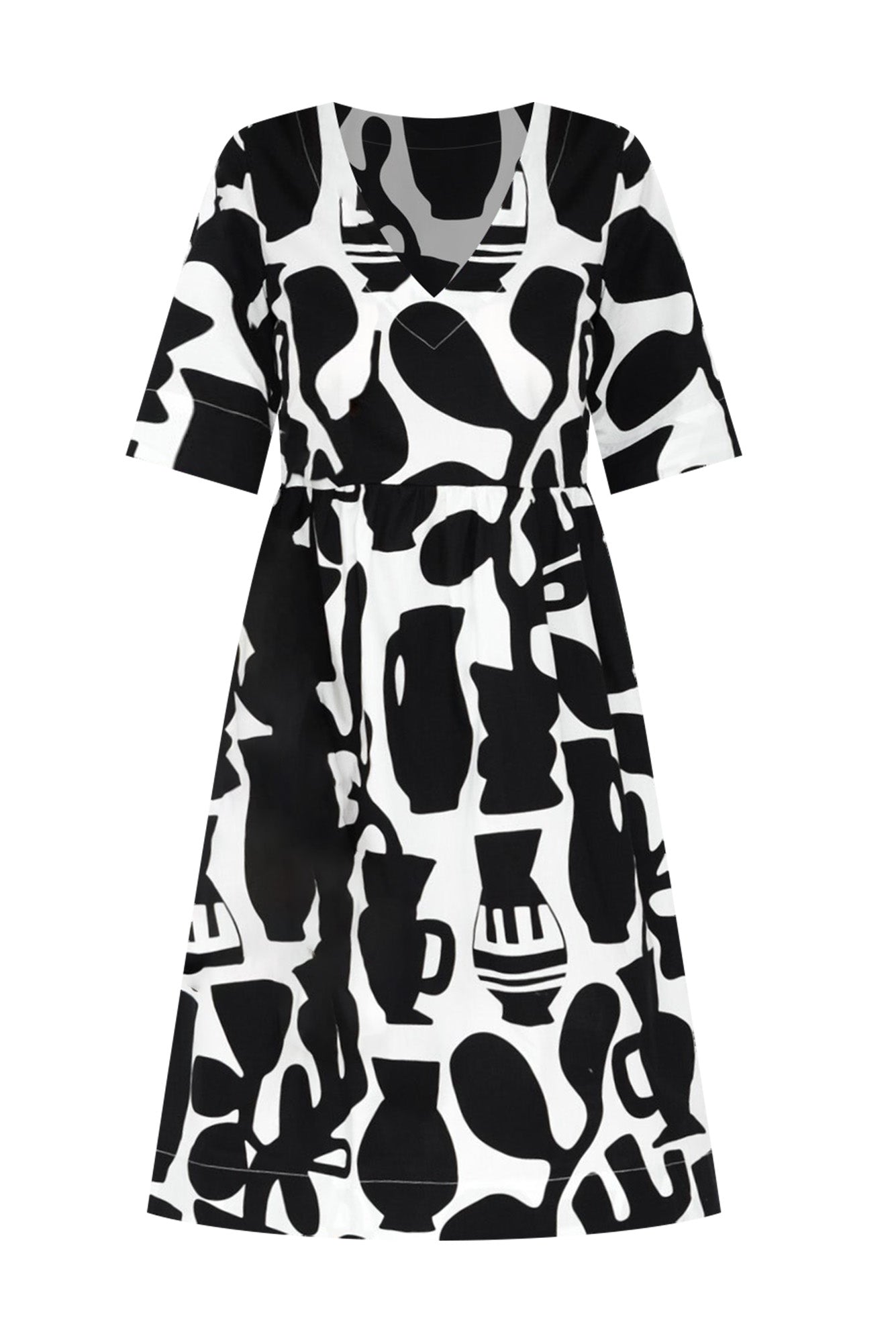 Brightside Black Abstract Cotton Dress Front View