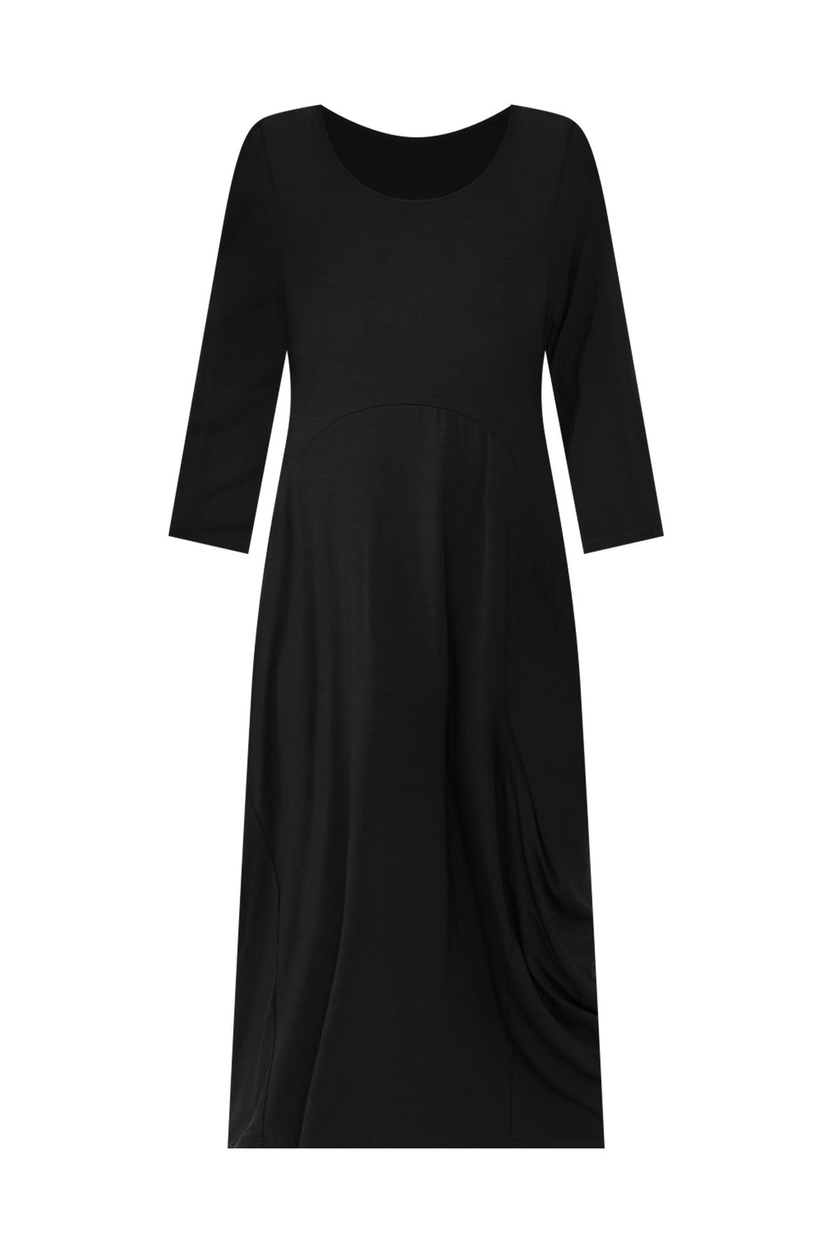 Glenda Black Sleeved Crescent Dress Back View 2