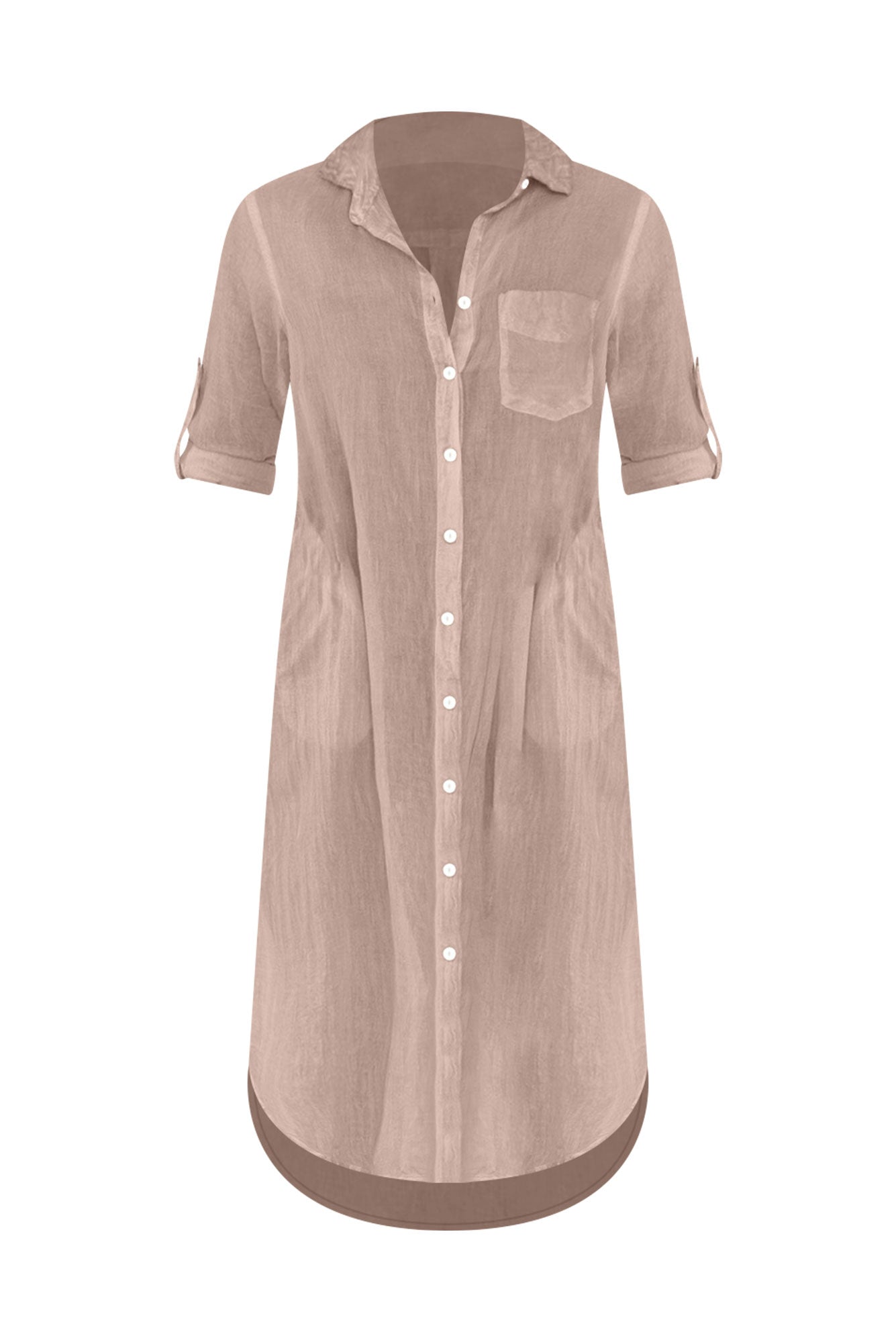 Hailey Taupe Cotton Button Kaftan Front View