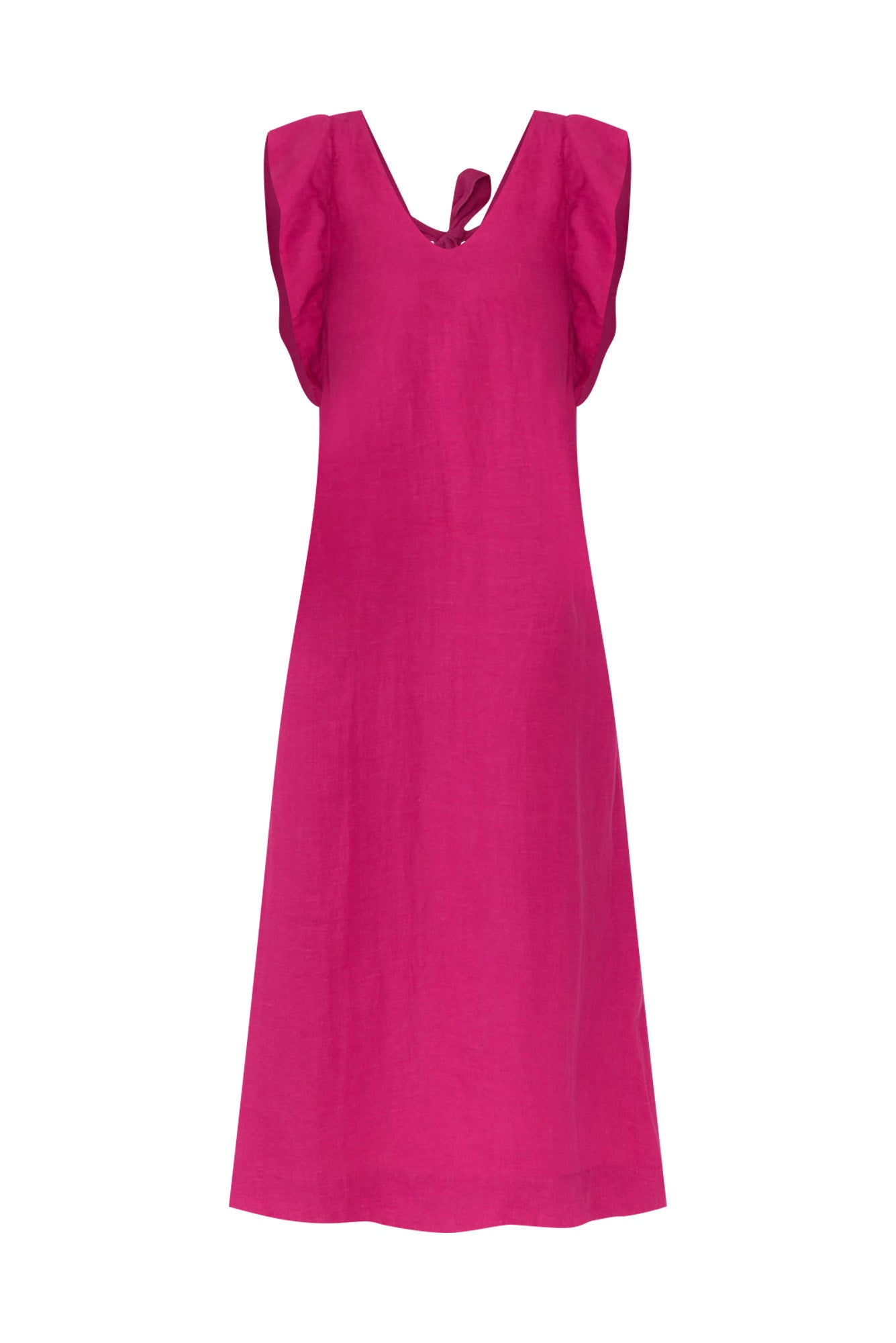 Matilda Hot Pink Pink Linen Dress Front View