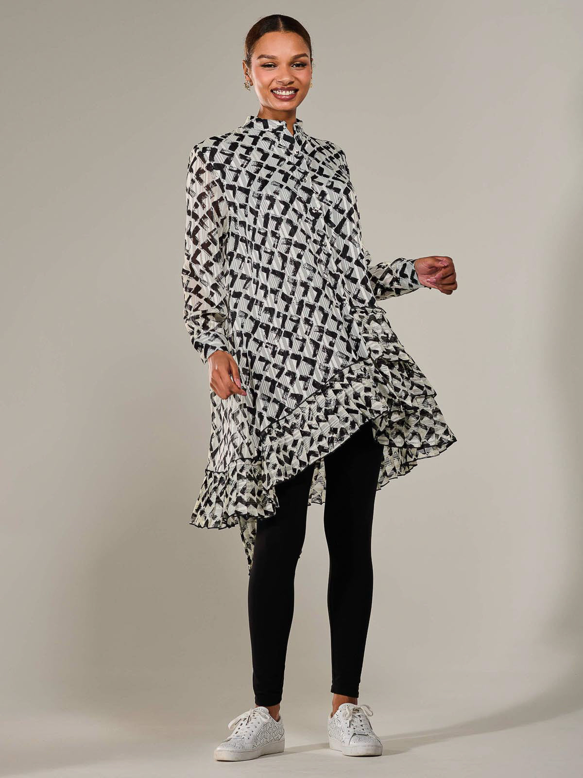 Dipped Hem Shirt Midi Dress Styled View