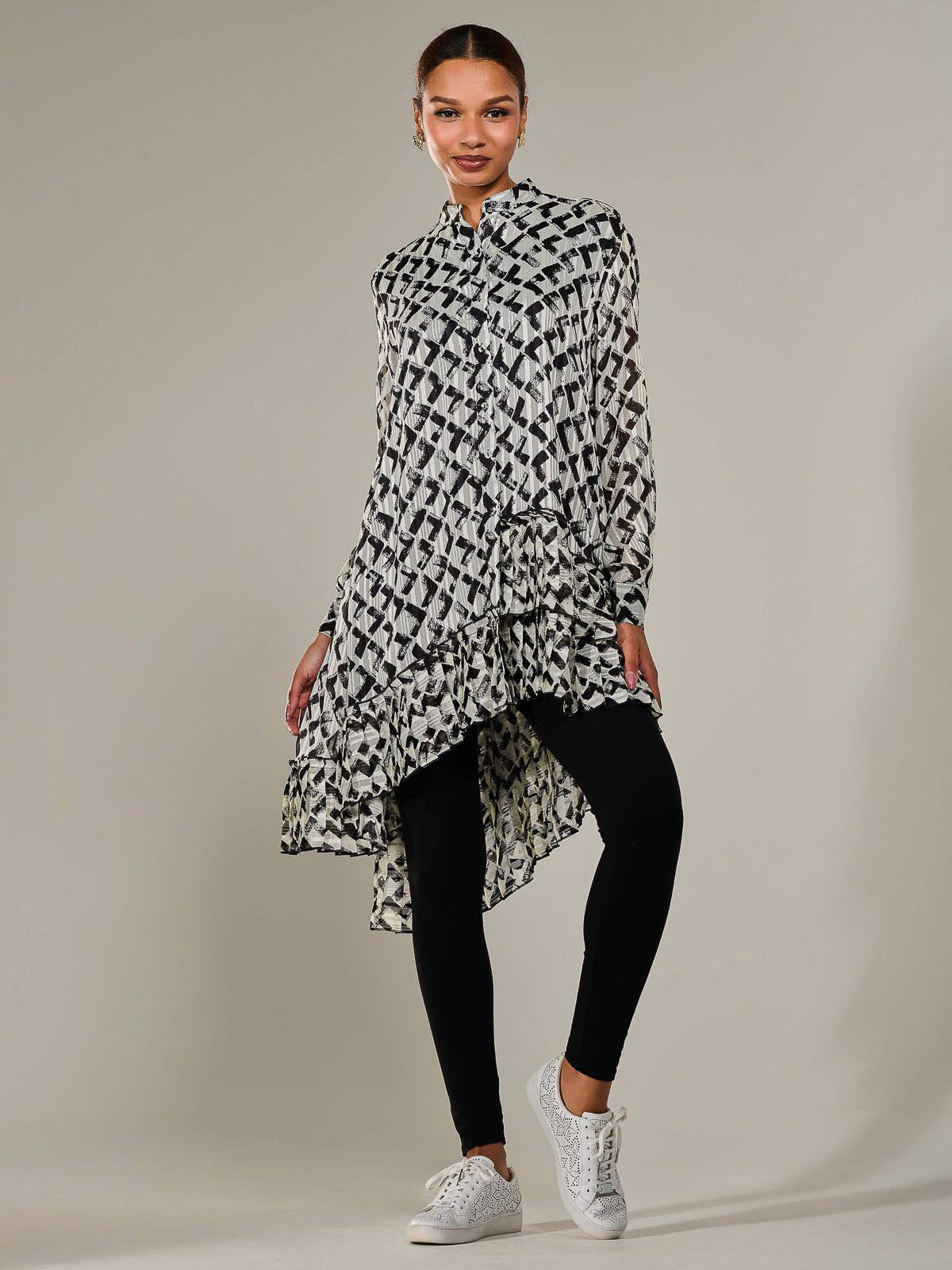 Dipped Hem Shirt Midi Dress Full Length View