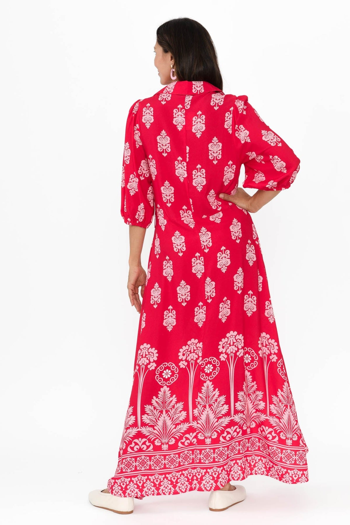 Alivia Red Mosaic Shirt Dress Side View