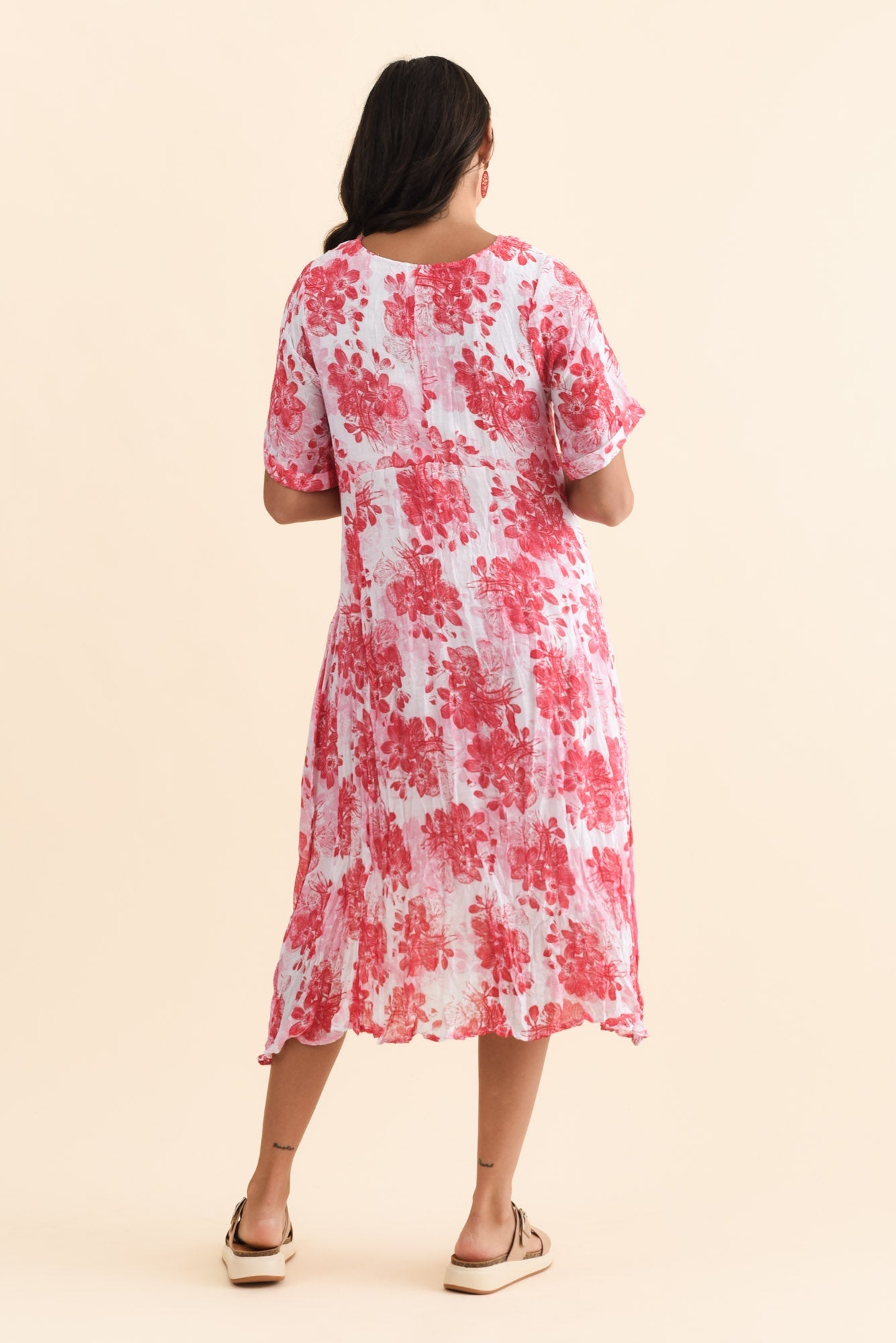 Amberley Red Garden Cotton Blend Dress Side View
