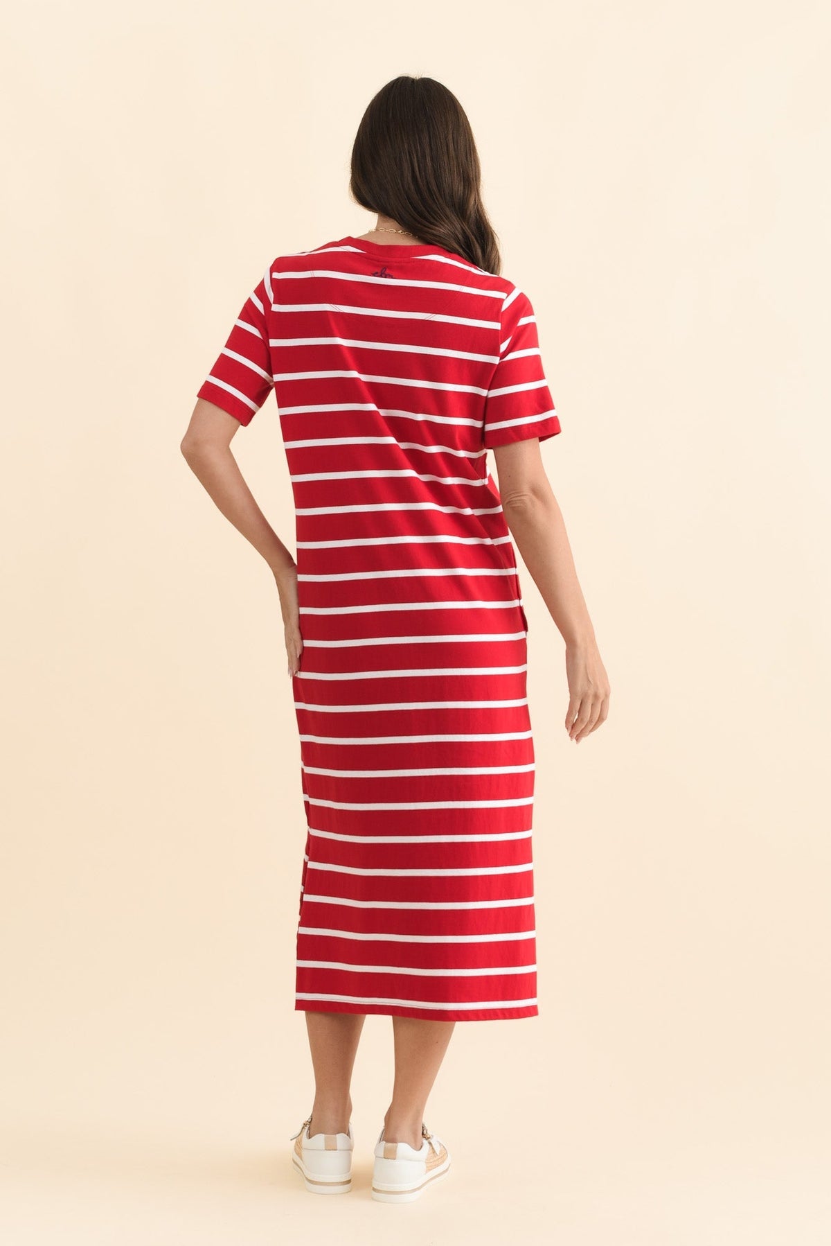 Annaleigh Crimson Stripe Pocket Dress Side View