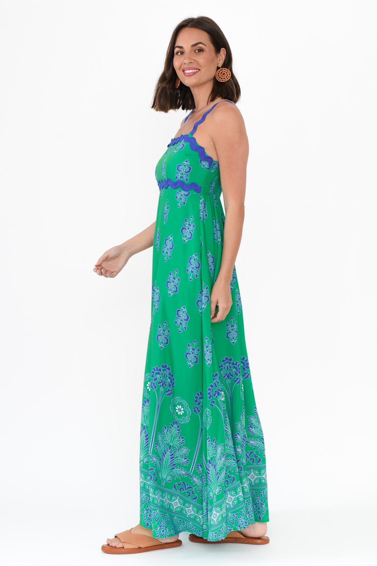 Annalise Green Mosaic Maxi Dress Back View