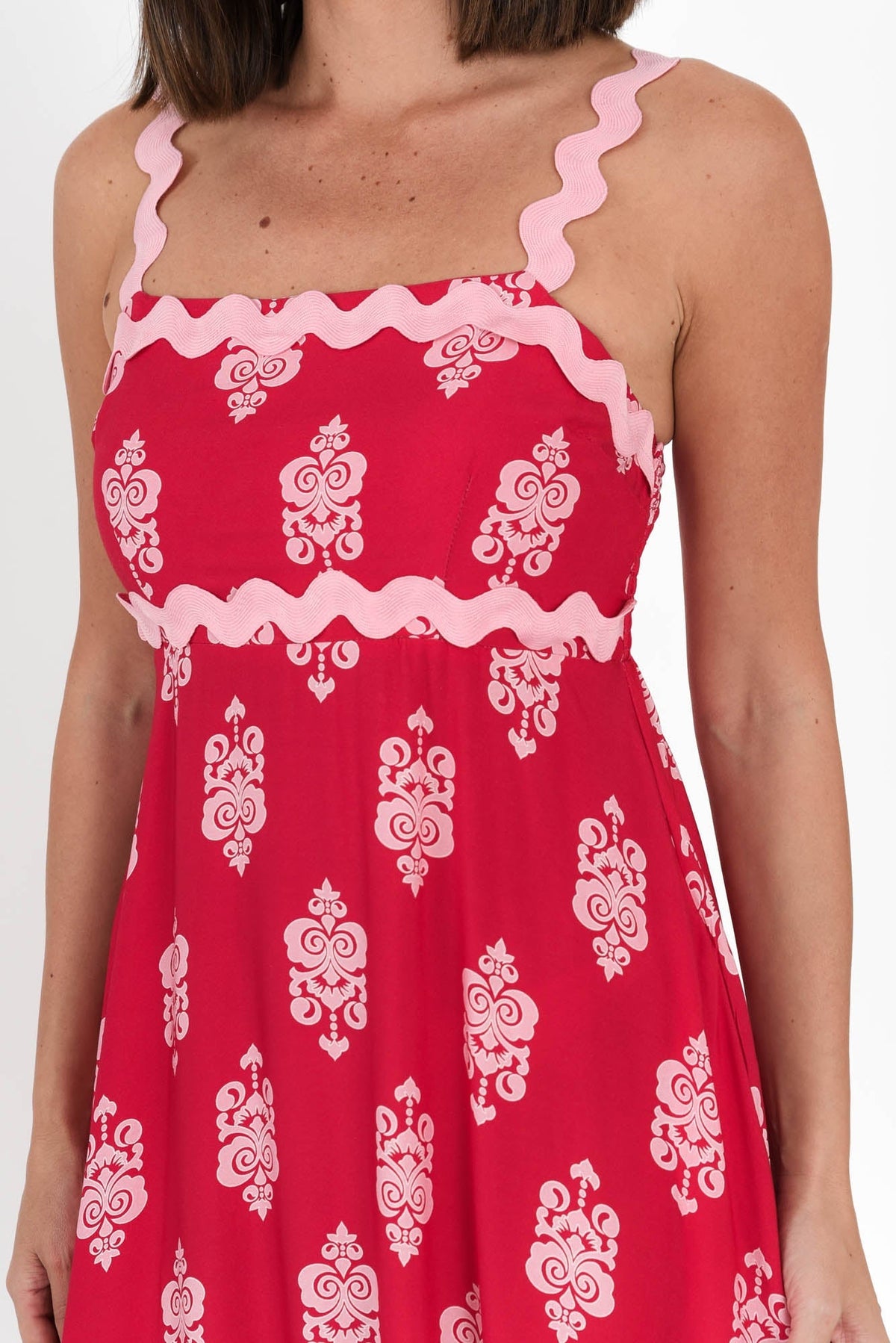 Annalise Red Mosaic Maxi Dress Detail View