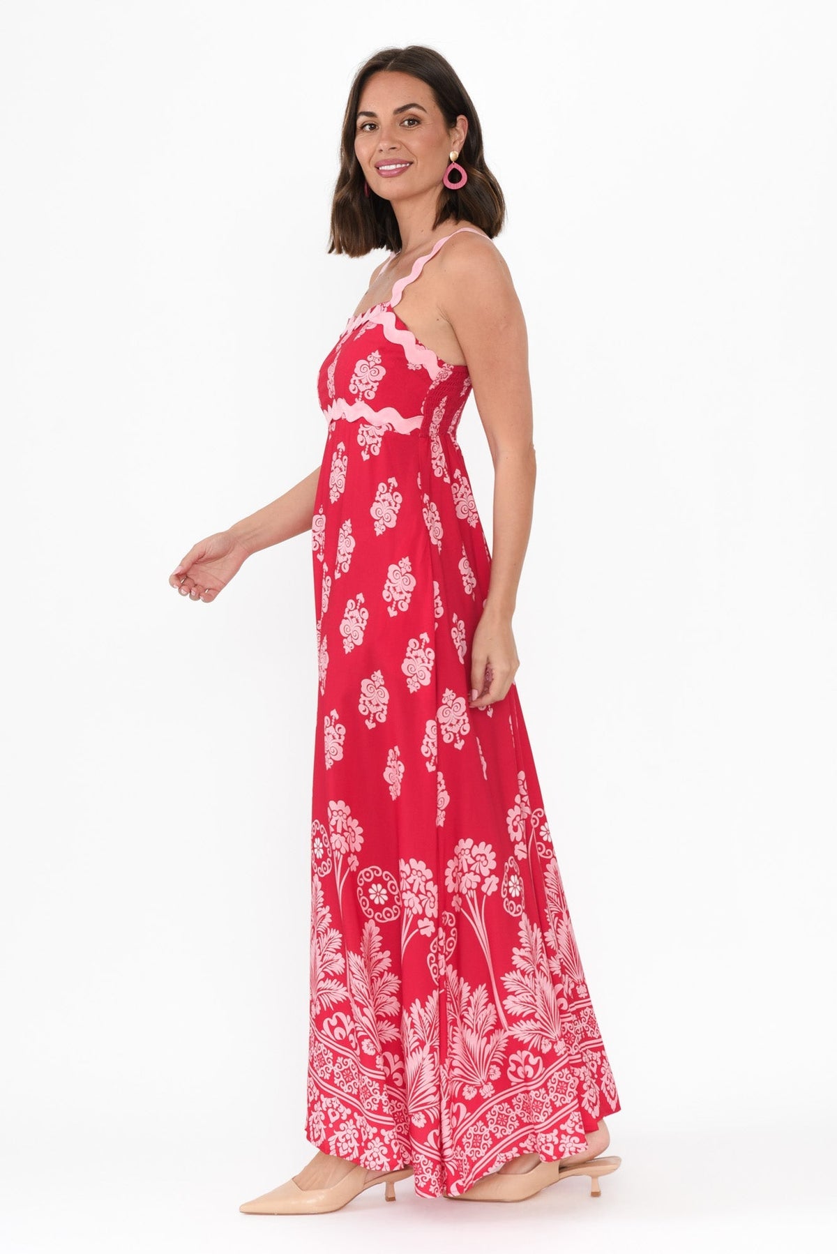 Annalise Red Mosaic Maxi Dress Back View