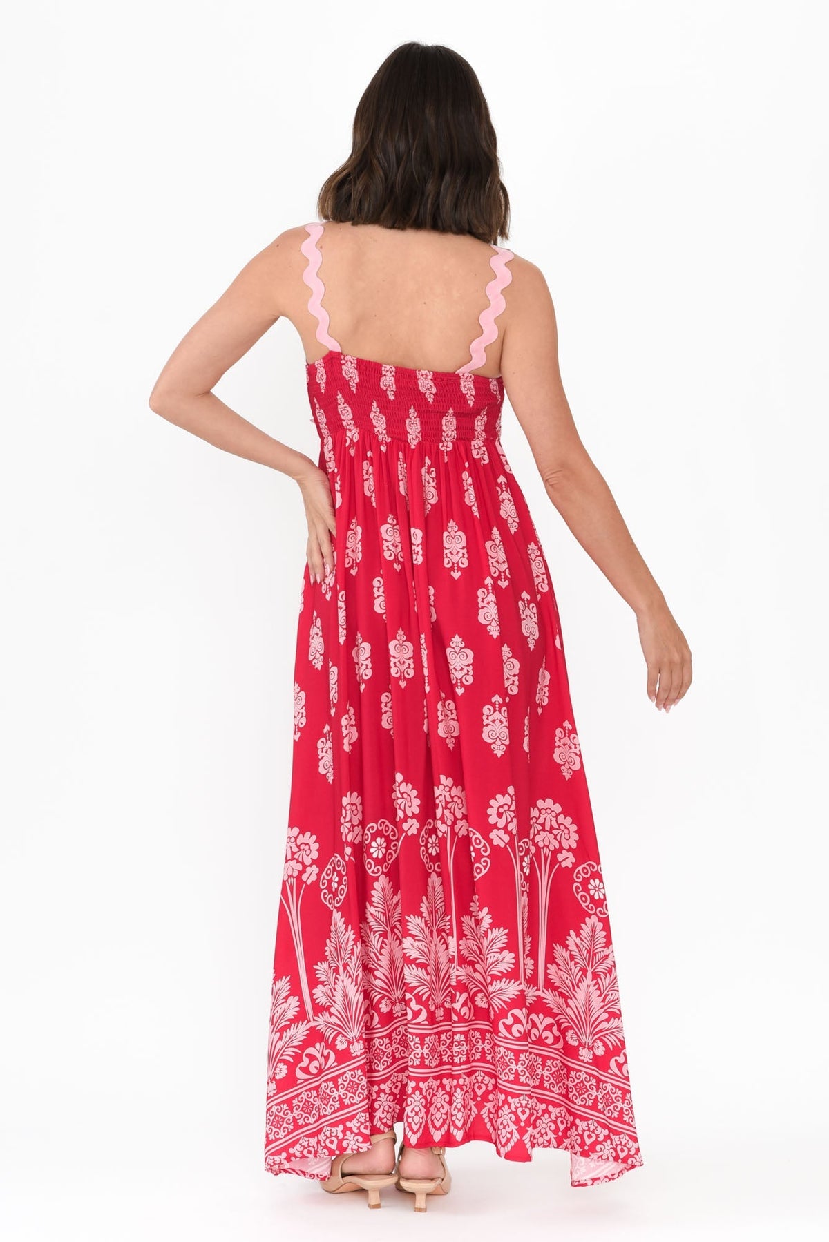 Annalise Red Mosaic Maxi Dress Side View
