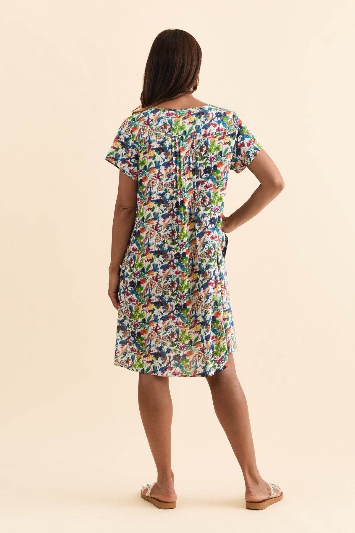 Barry Green Floral Cotton Button Dress Detail View