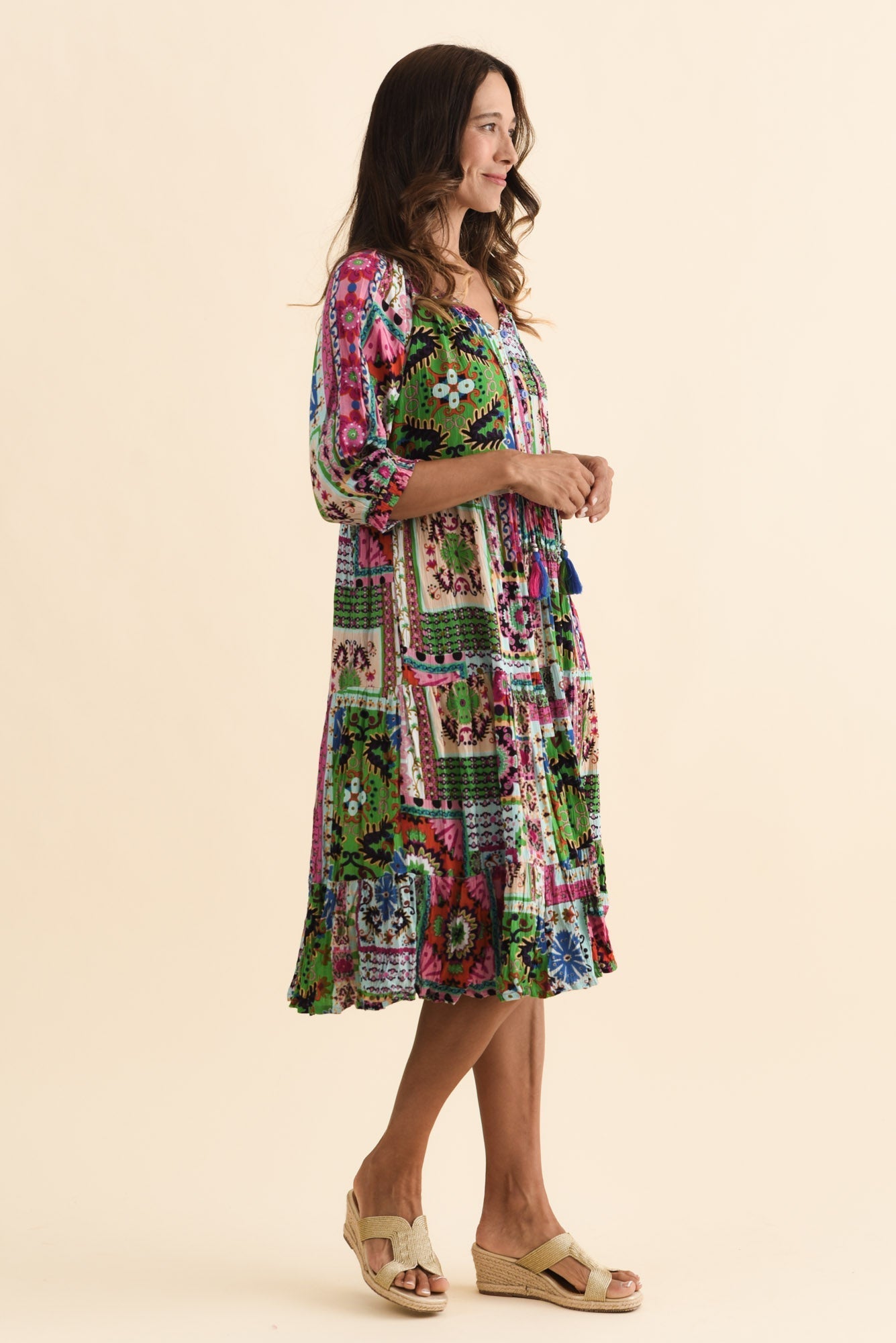 Belmira Green Abstract Pocket Dress Back View