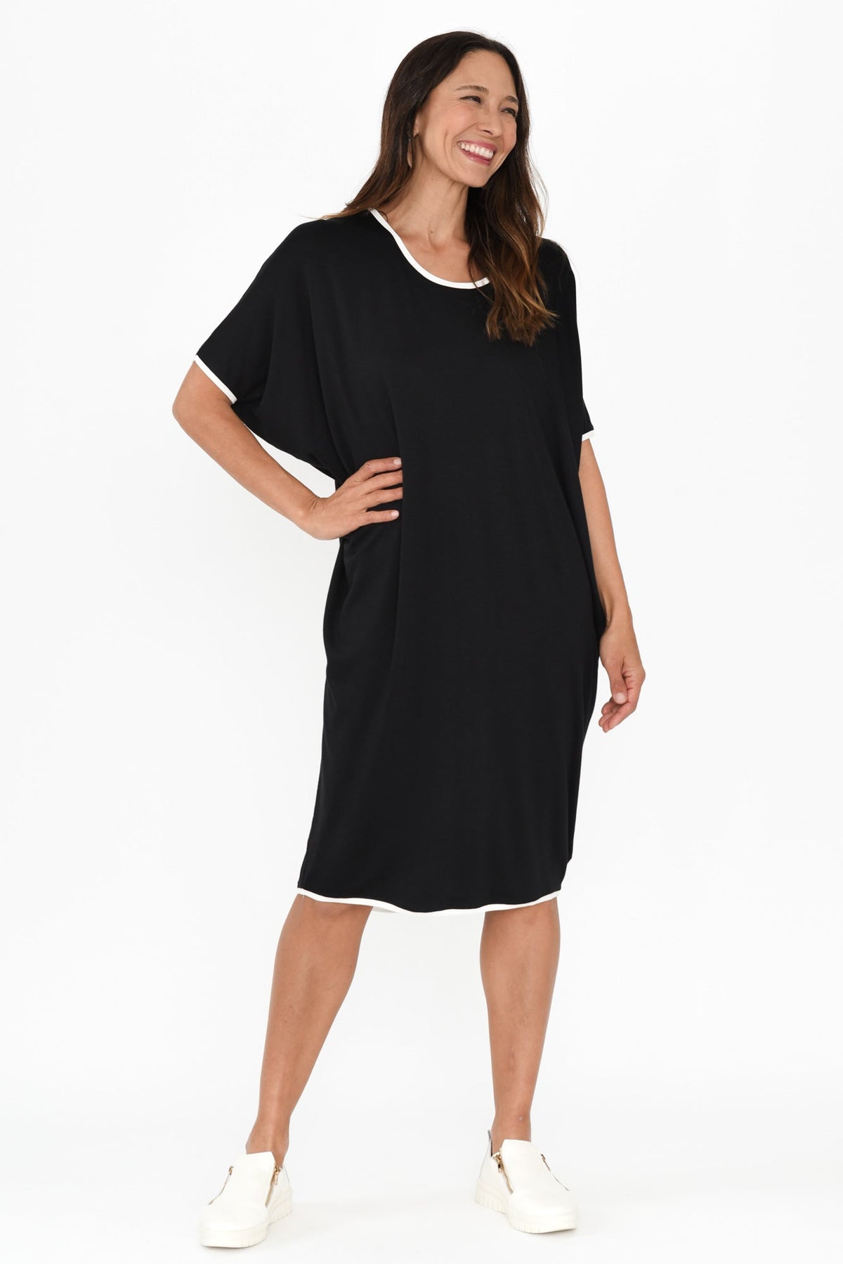Black Contrast Maui Dress Back View
