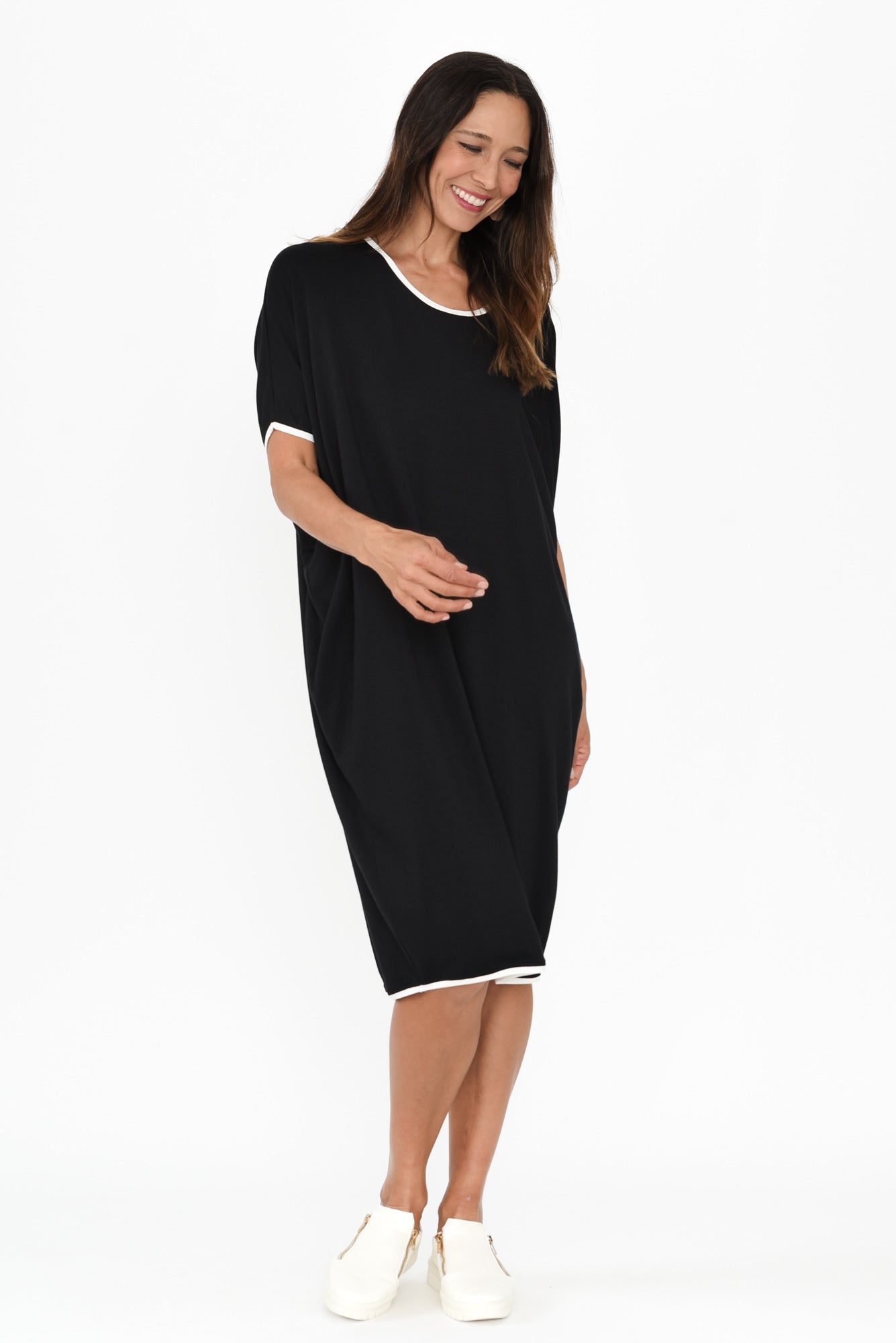 Black Contrast Maui Dress Front View 2