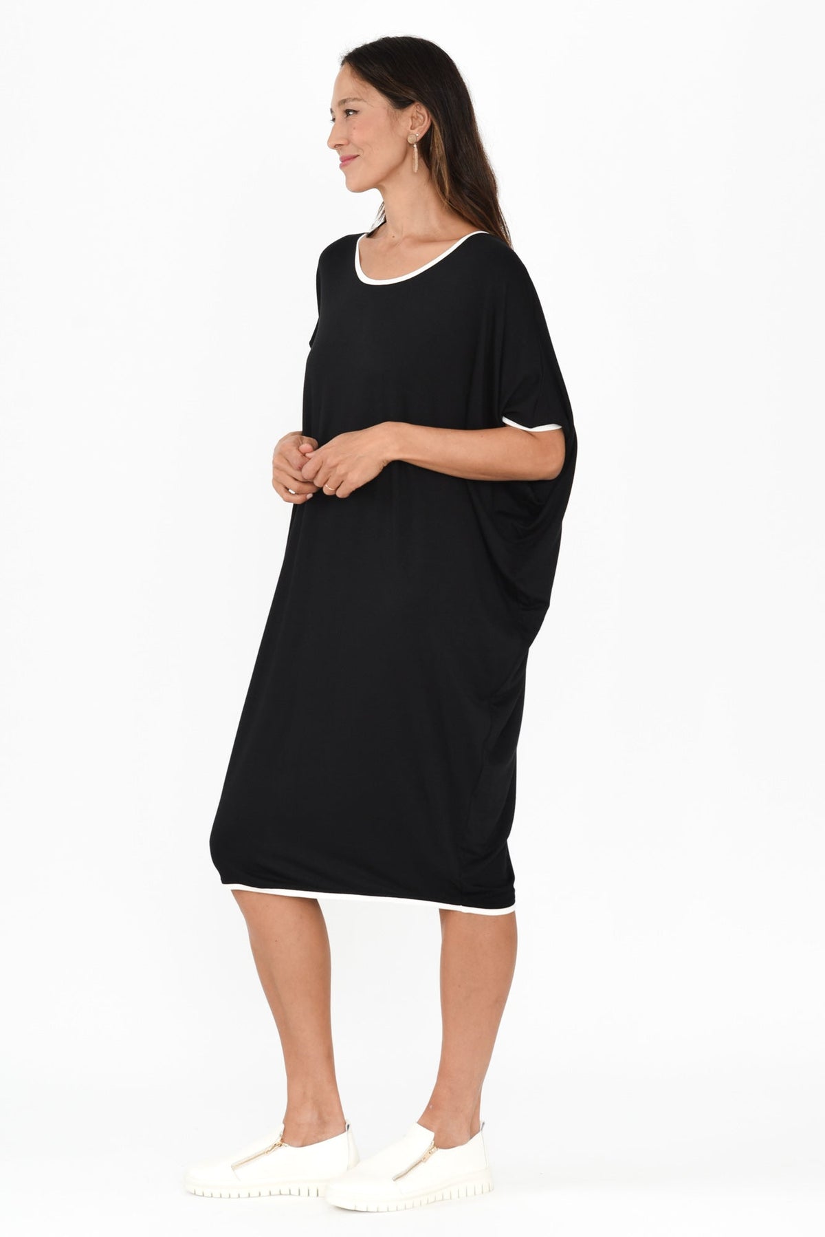 Black Contrast Maui Dress Side View