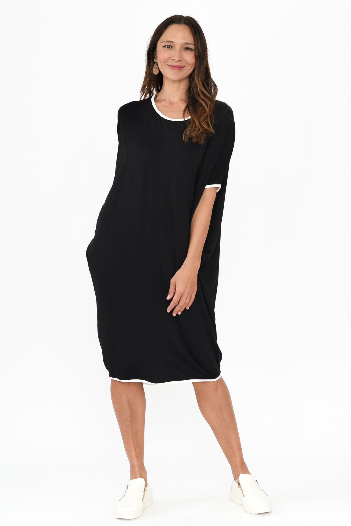 Black Contrast Maui Dress Back View 2