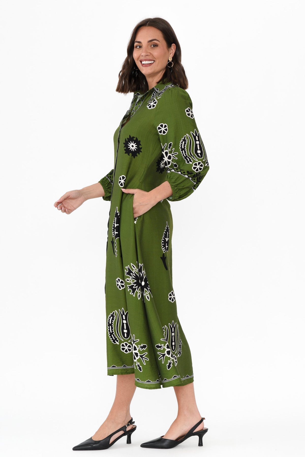 Blythe Green Abstract Shirt Dress Back View
