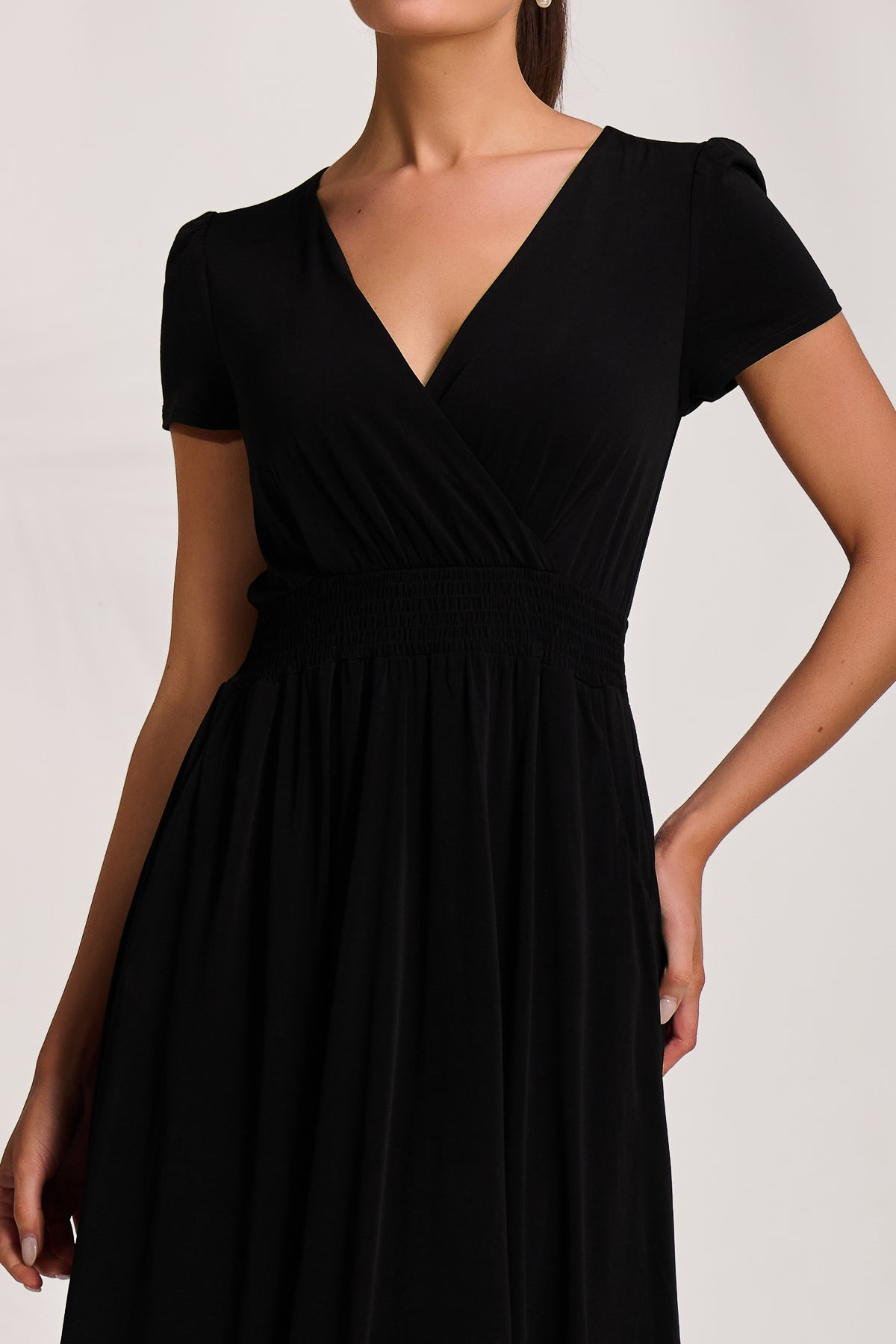 Cap Sleeve Jersey Midaxi Dress Full Length View