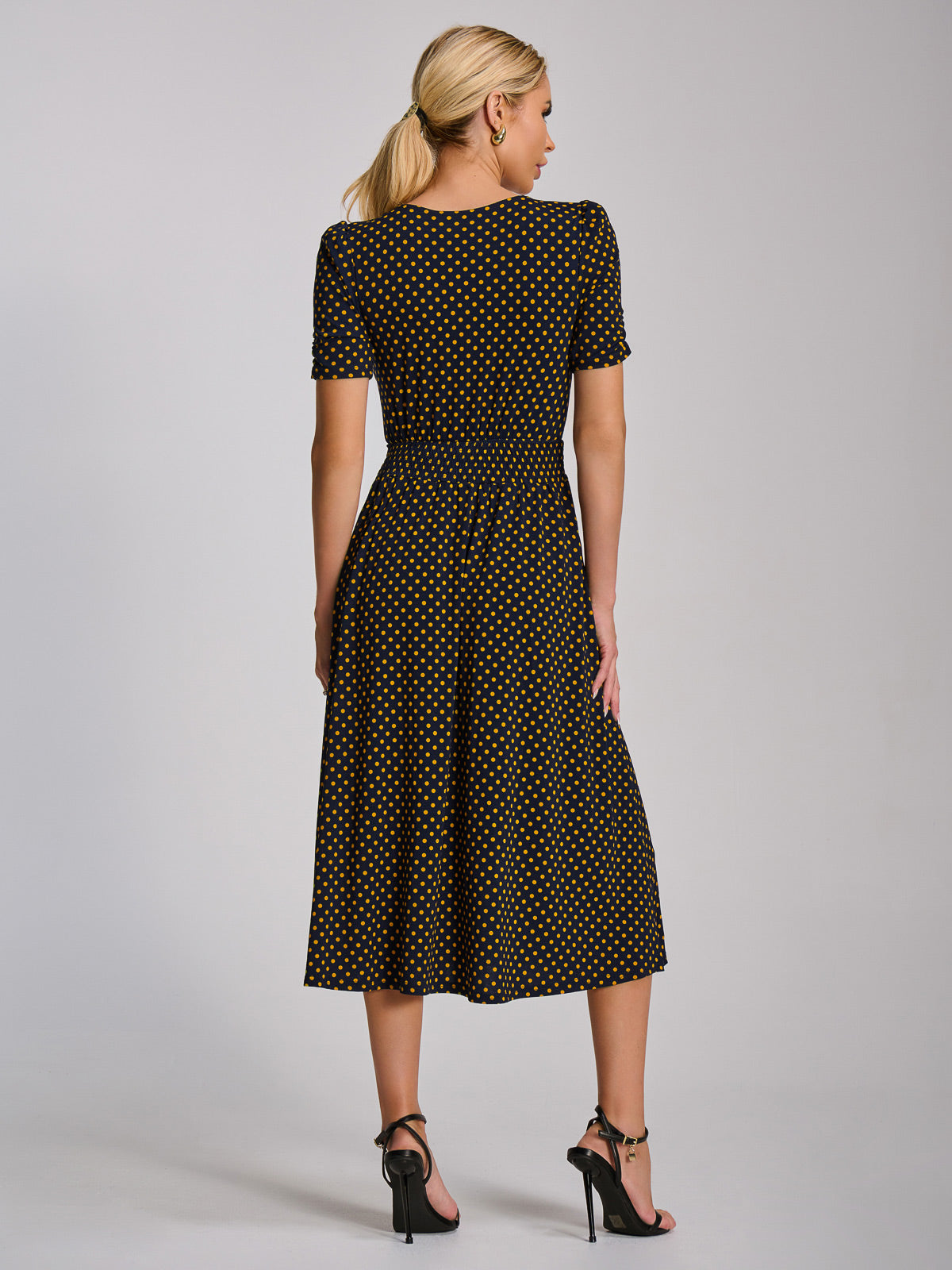 Short Sleeve Printed Jersey Midi Dress Front View 2
