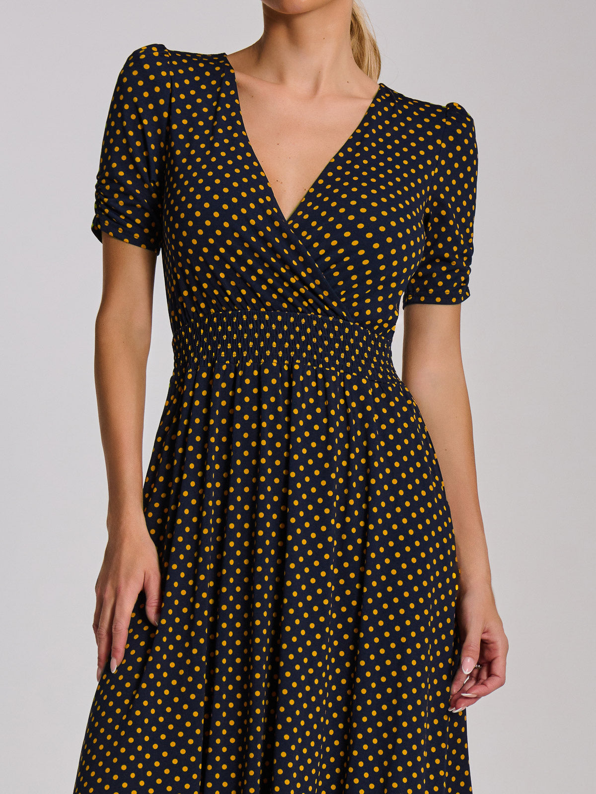 Short Sleeve Printed Jersey Midi Dress Detail View
