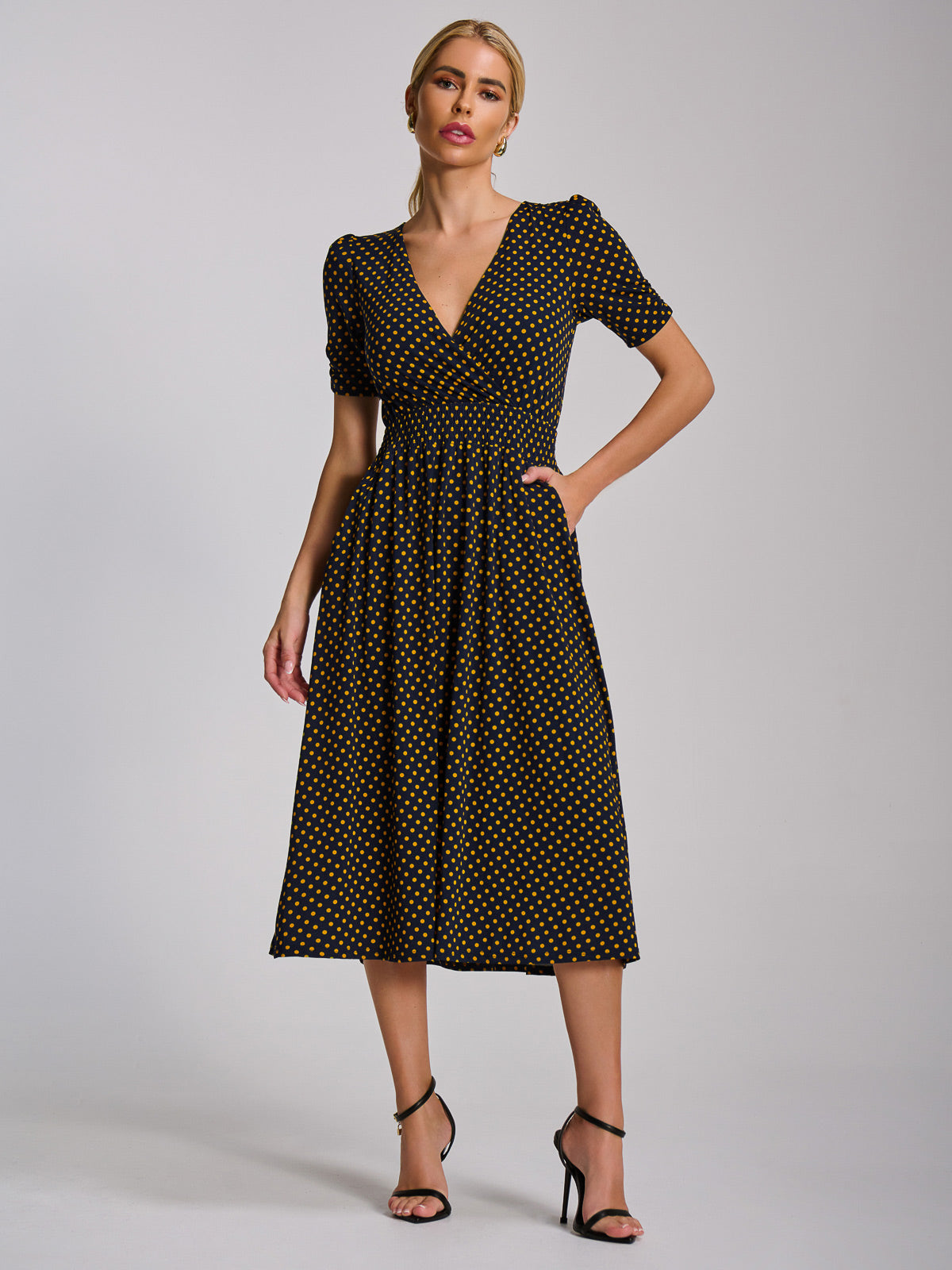 Short Sleeve Printed Jersey Midi Dress Side View