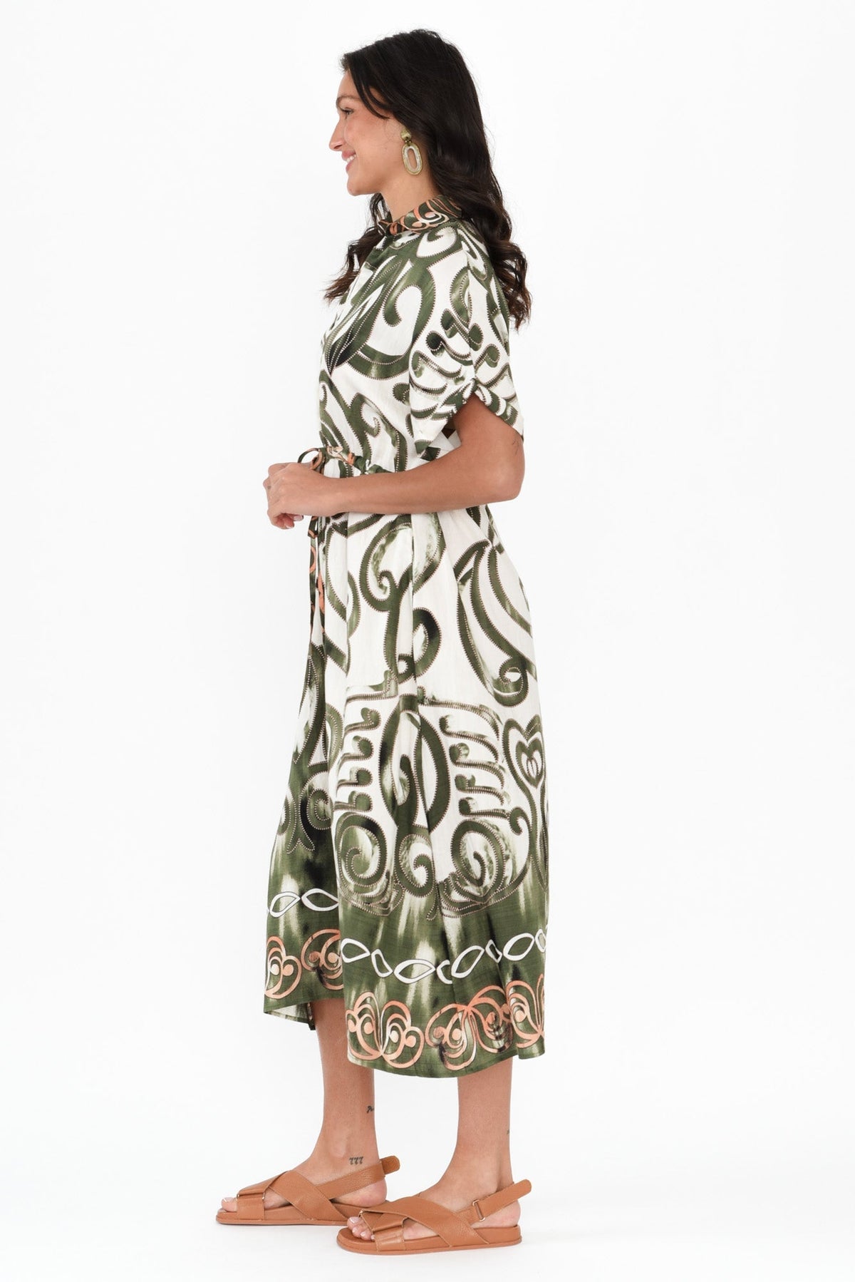 Calixta Green Abstract Pocket Dress Back View