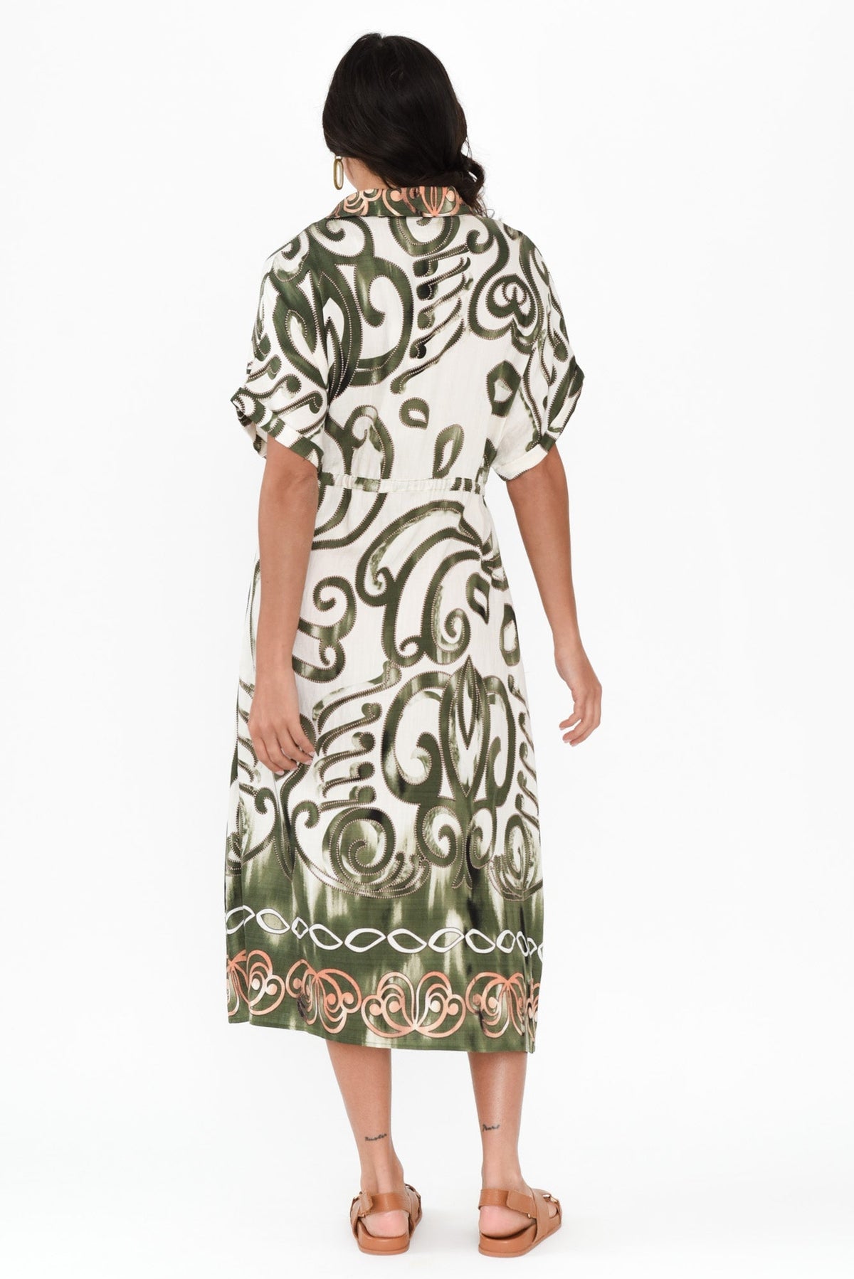 Calixta Green Abstract Pocket Dress Side View