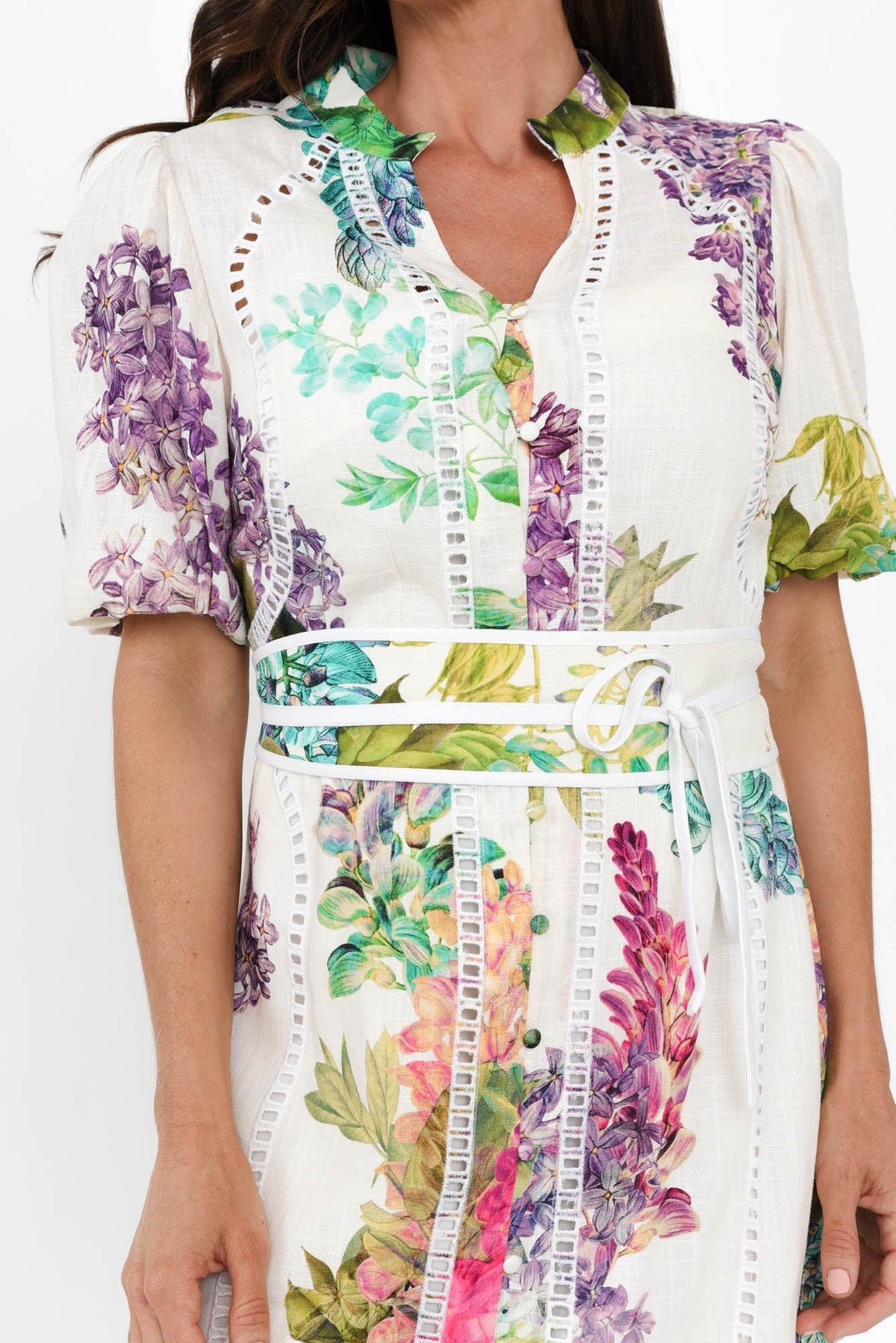Carlyle Wisteria Alba Linen Blend Dress Full Length View