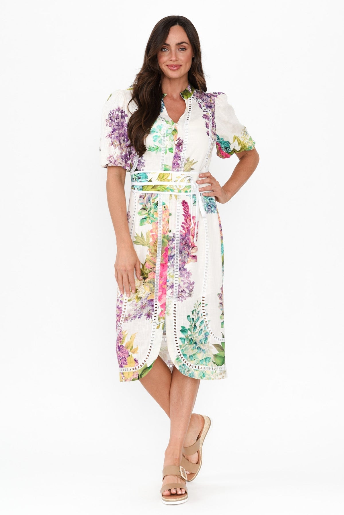 Carlyle Wisteria Alba Linen Blend Dress Back View 2