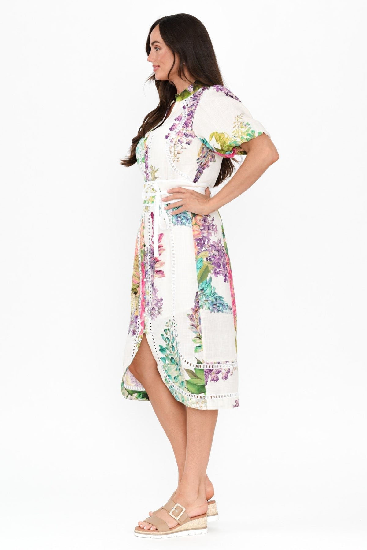 Carlyle Wisteria Alba Linen Blend Dress Side View