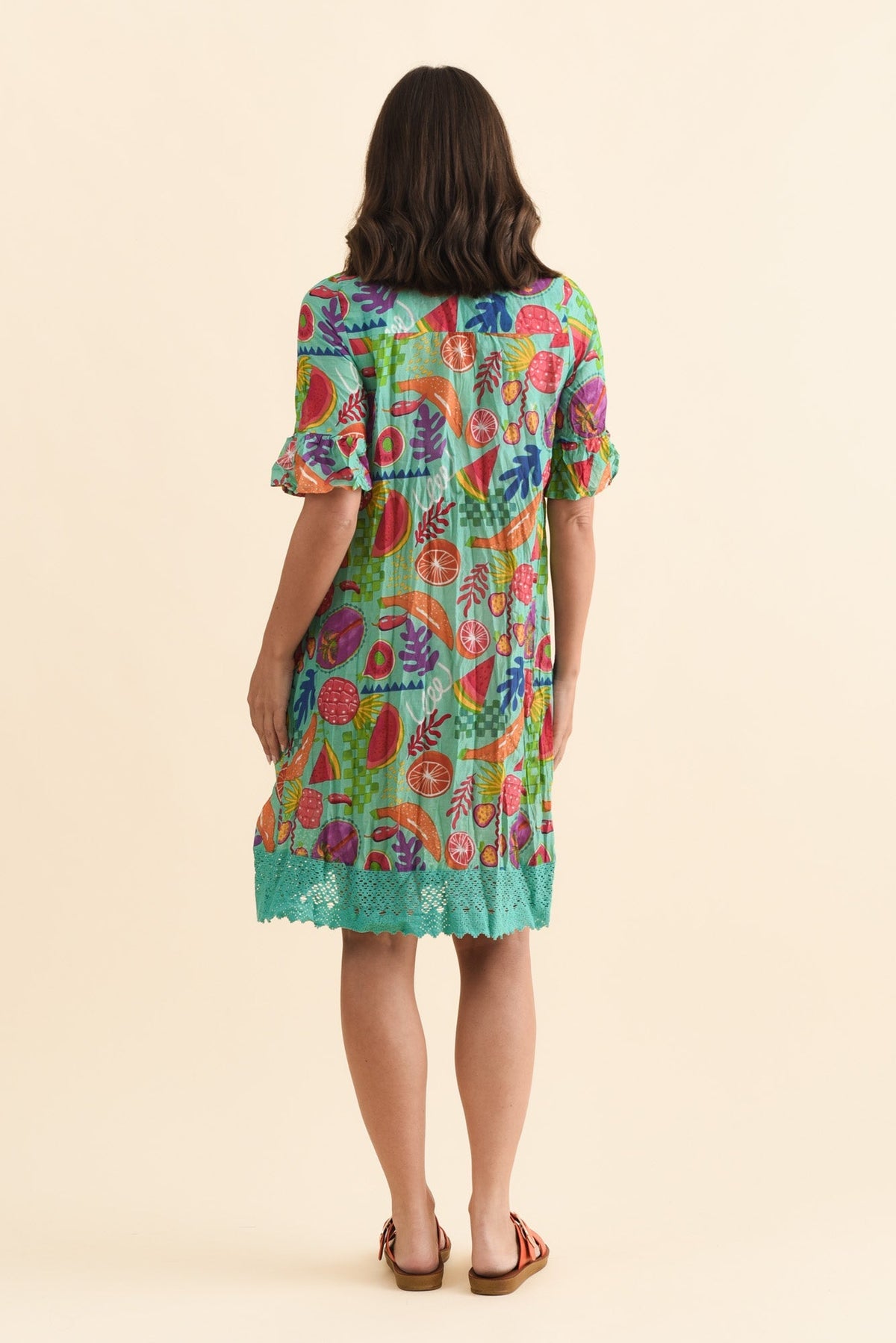 Cayman Blue Fruity Cotton Tunic Dress Side View