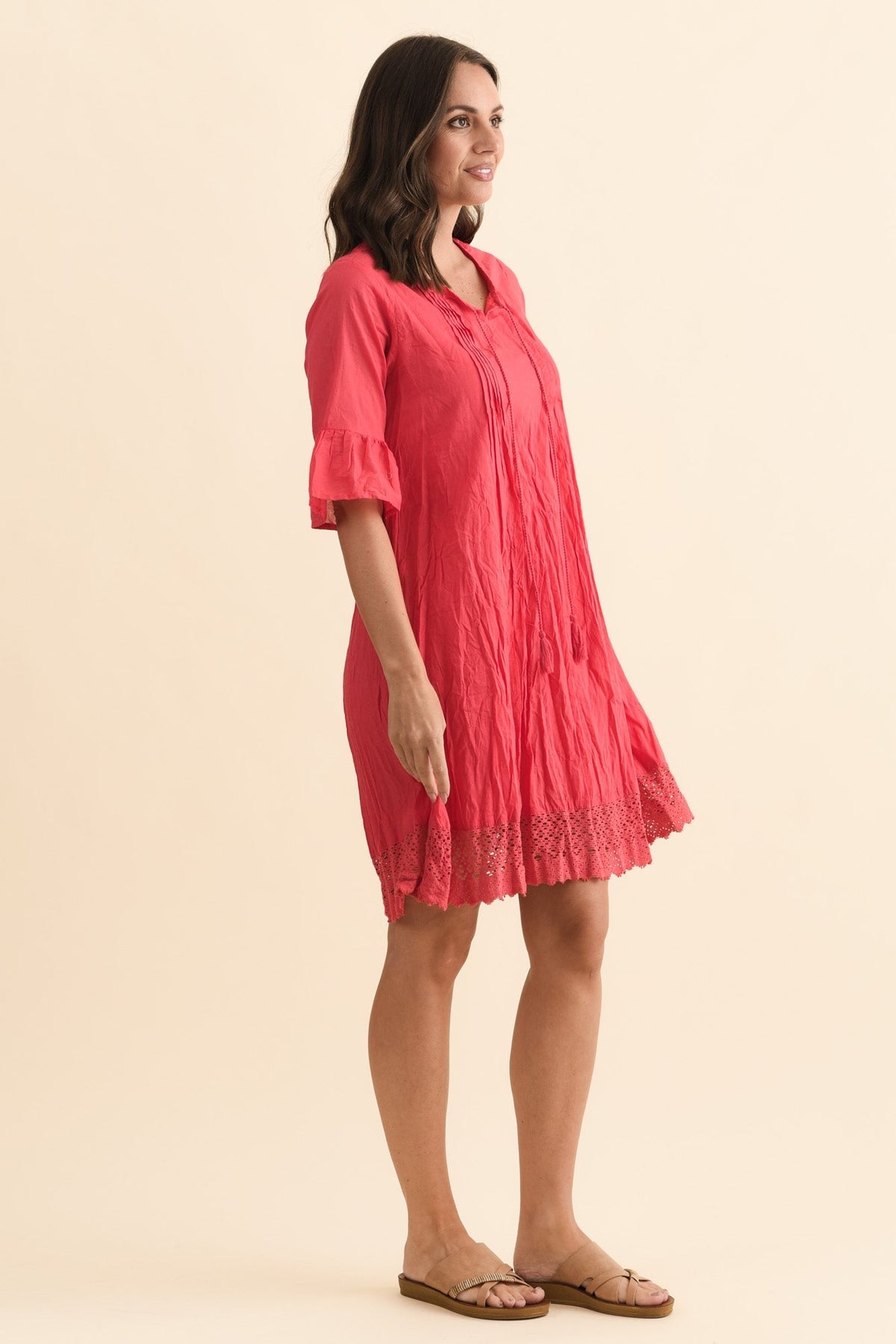 Cayman Cherry Cotton Tunic Dress Back View