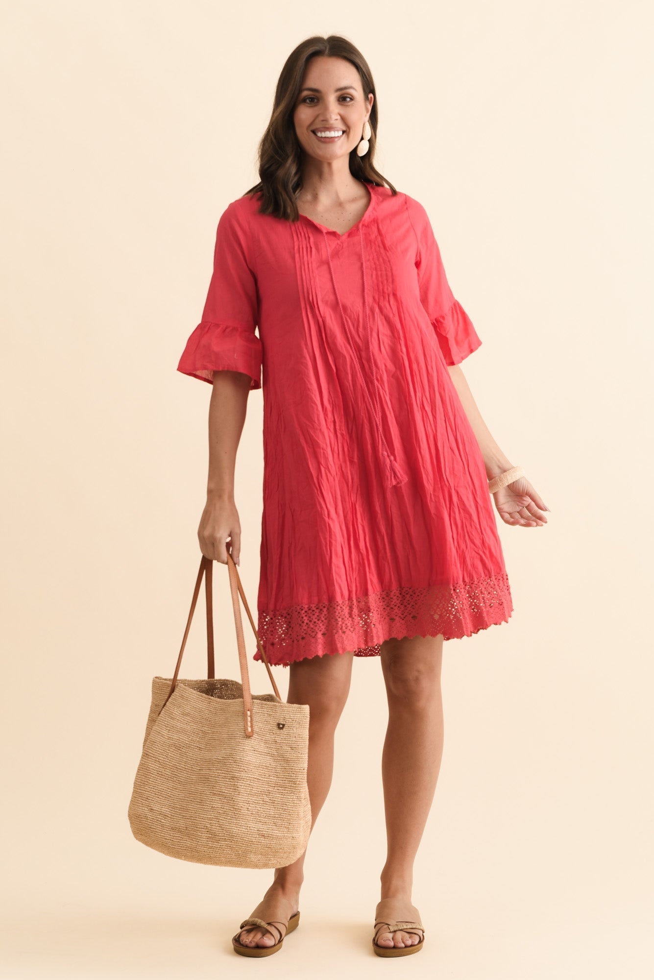 Cayman Cherry Cotton Tunic Dress Front View 2