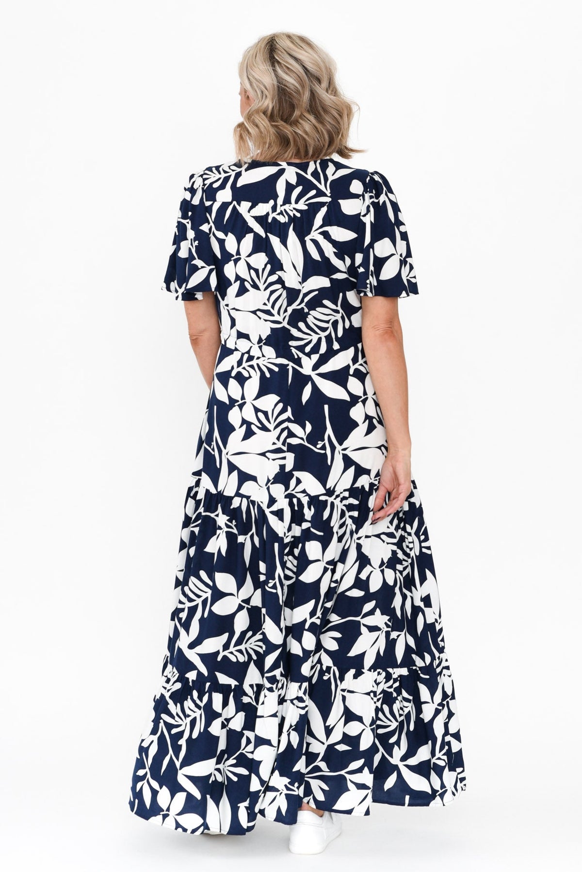 Cooper Navy Floral Tier Dress Detail View