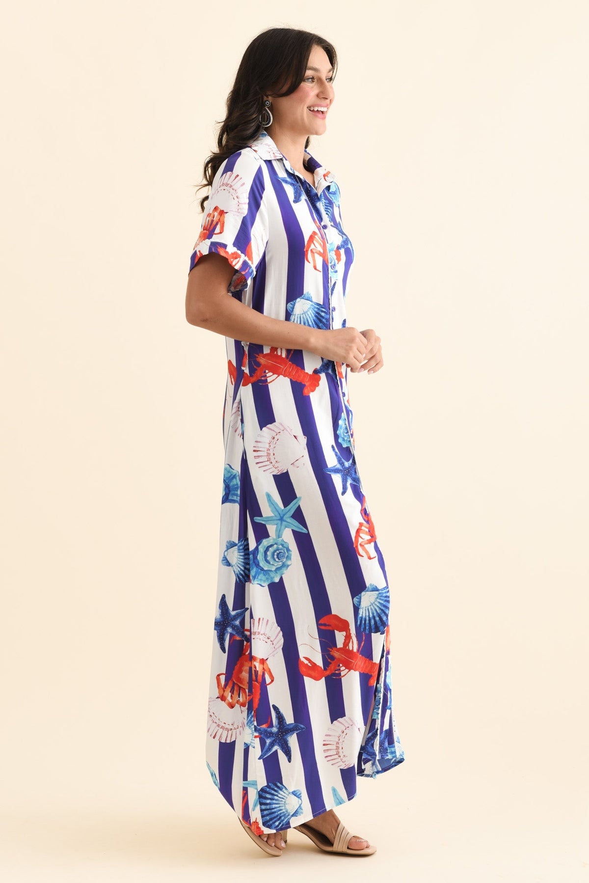 Corine Blue Beach Tie Dress Back View