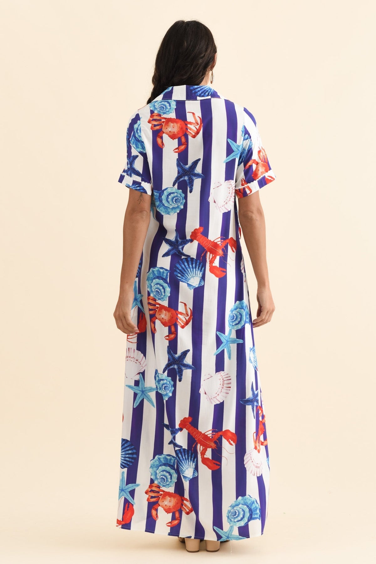 Corine Blue Beach Tie Dress Side View