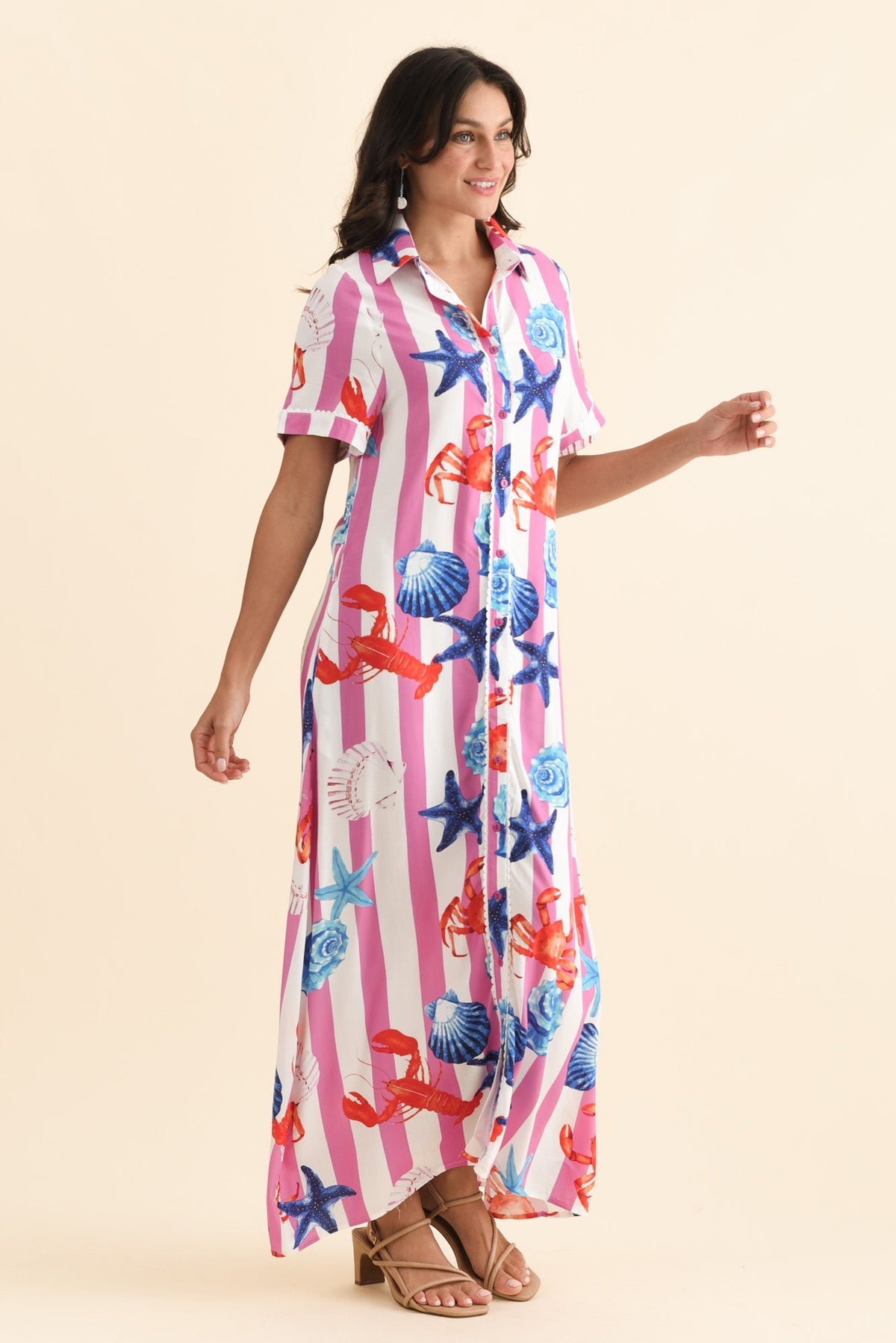 Corine Pink Beach Tie Dress Back View