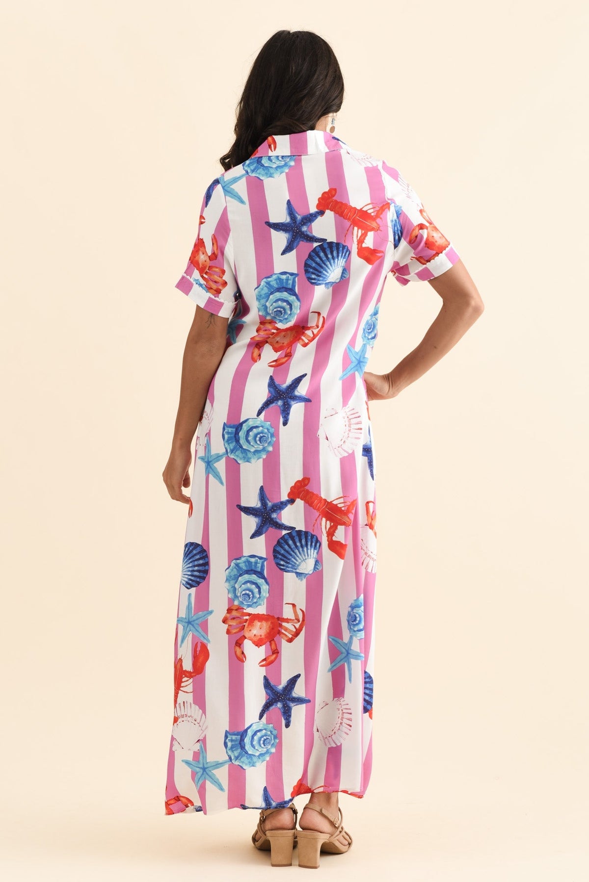 Corine Pink Beach Tie Dress Side View