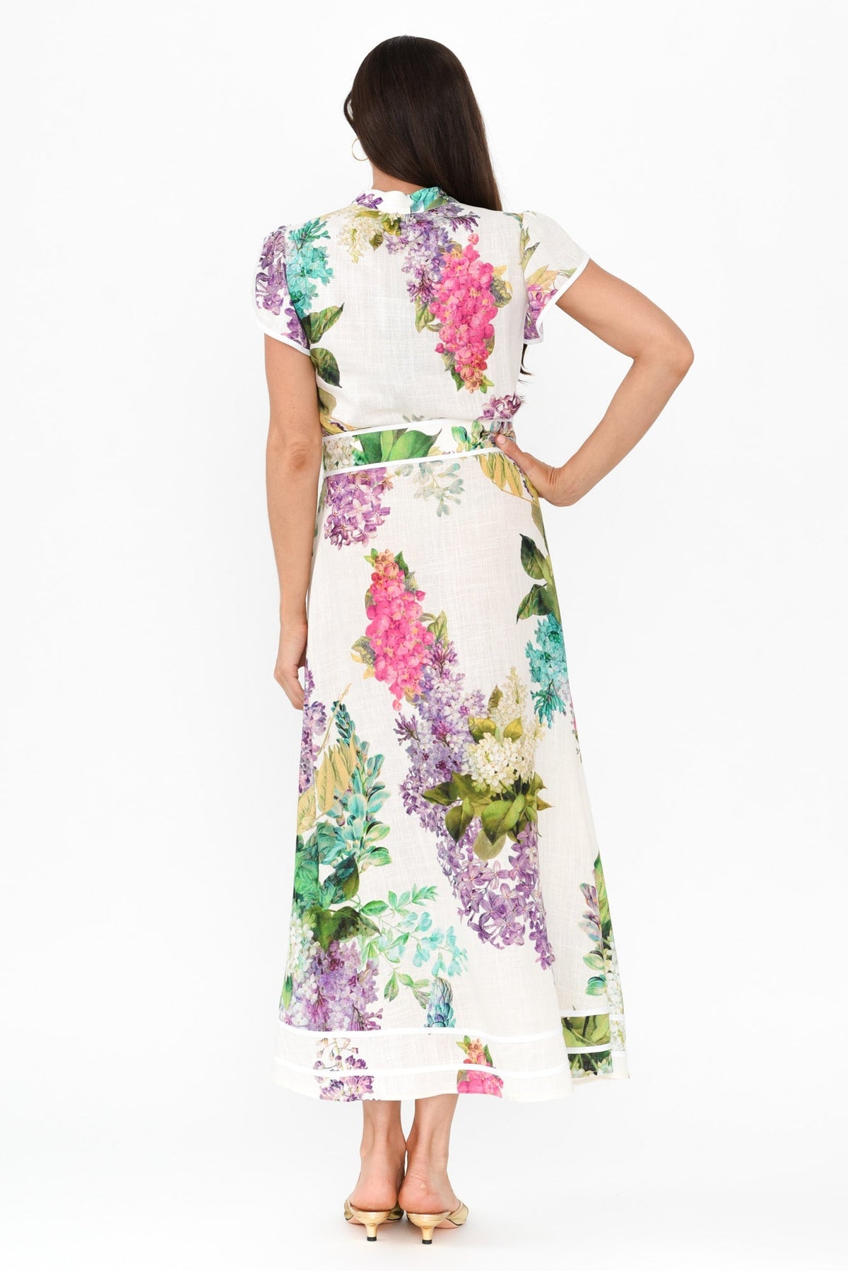 Cristina Wisteria Alba Linen Blend Dress Detail View