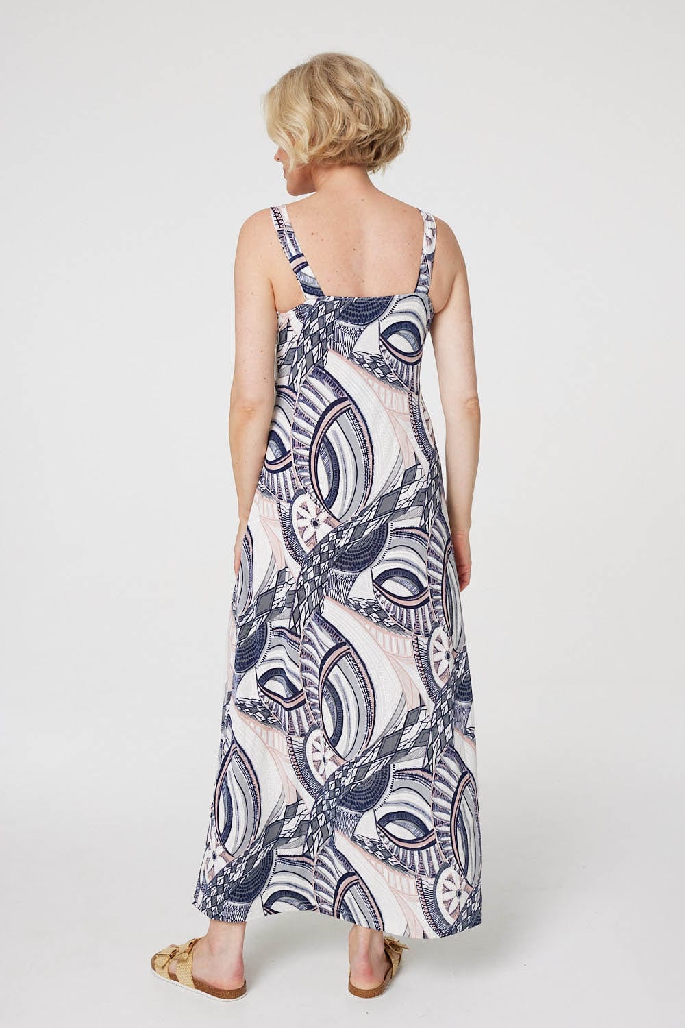 Abstract Print A-Line Maxi Dress Styled View